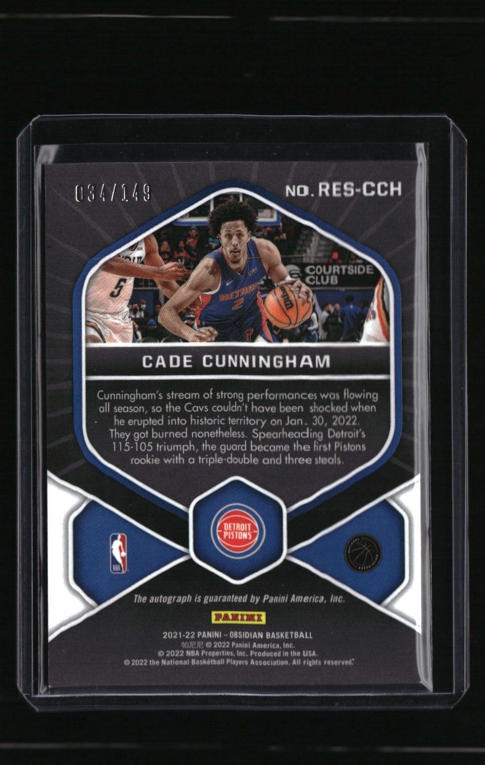 2021-22 Panini Obsidian Cade Cunningham Rookie Eruption Signatures