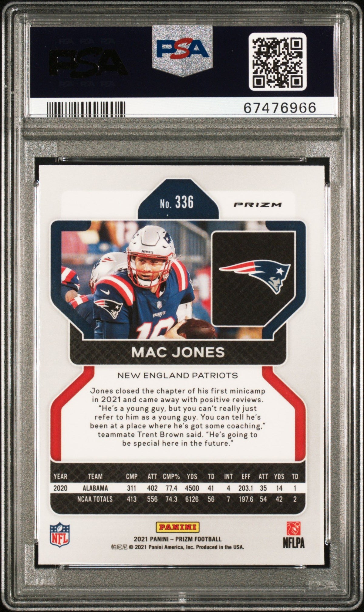 2021 Panini Prizm #336 Mac Jones Red Prizm PSA 9