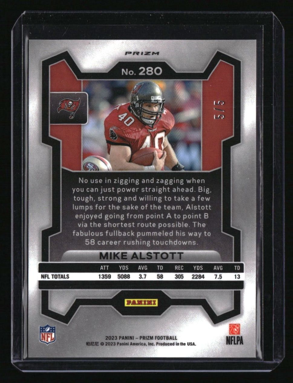 2023 Panini Prizm Mike Alstott No Huddle Neon Green #/5