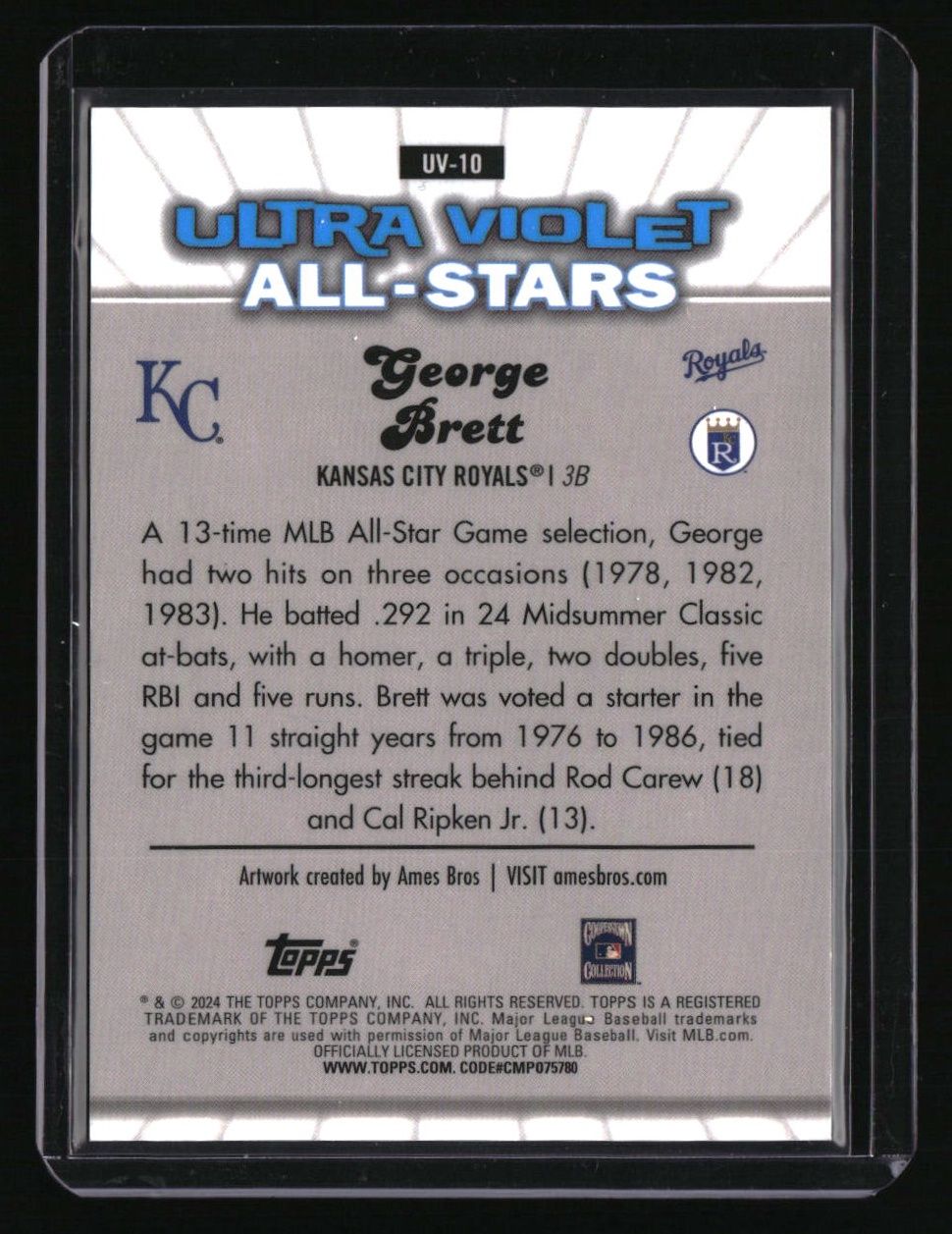 2024 Topps Chrome George Brett Ultraviolet All Stars Gold Refractor #/50