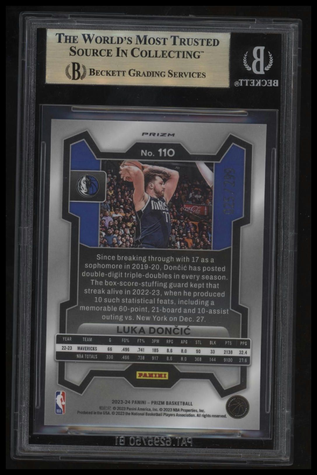 2023-24 Panini Prizm Prizms Red Seismic Luka Doncic BGS 9.5