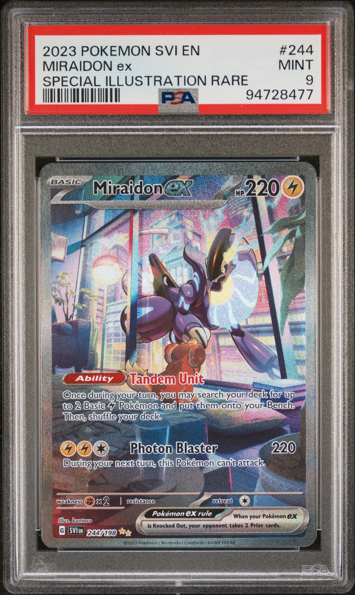 2023 Pokemon Svi En-Scarlet &amp; Violet Miraidon Ex Special Illustration Rare PSA 9