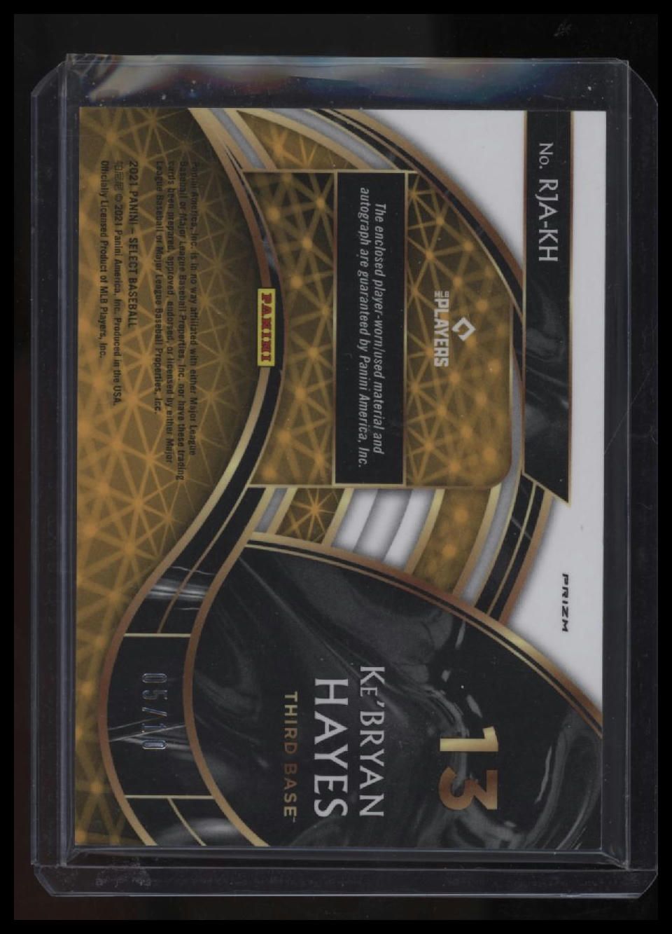 2021 Panini Select Ke&#39;Bryan Hayes Rookie Jersey Autographs Gold