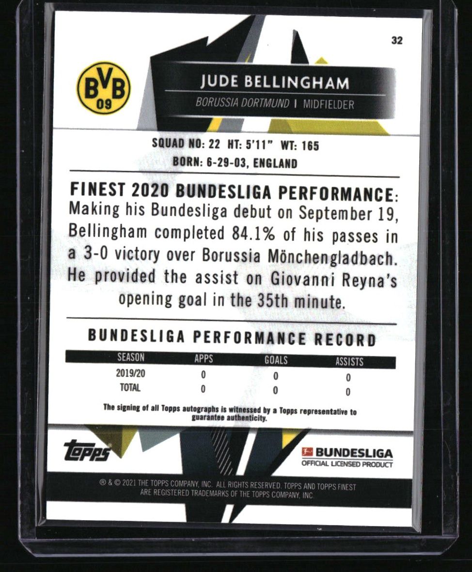 2020-21 Topps Finest Bundesliga Jude Bellingham Autographs