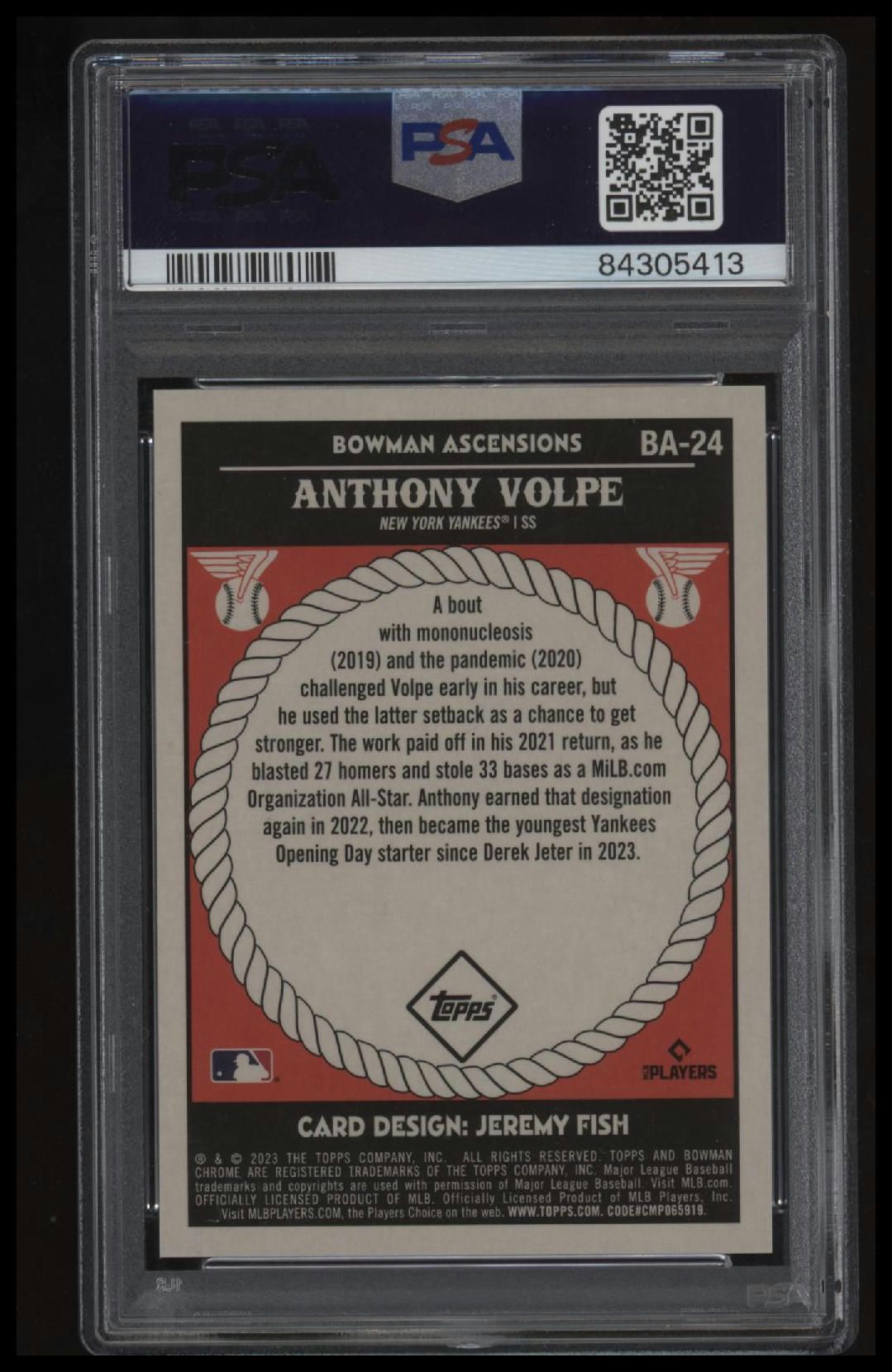 2023 Bowman Chrome Bowman Ascensions #BA24 Anthony Volpe PSA 10