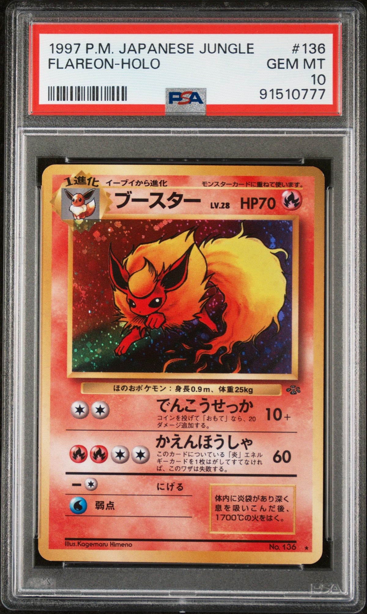 1997 Pokemon Japanese Jungle Flareon-Holo PSA 10