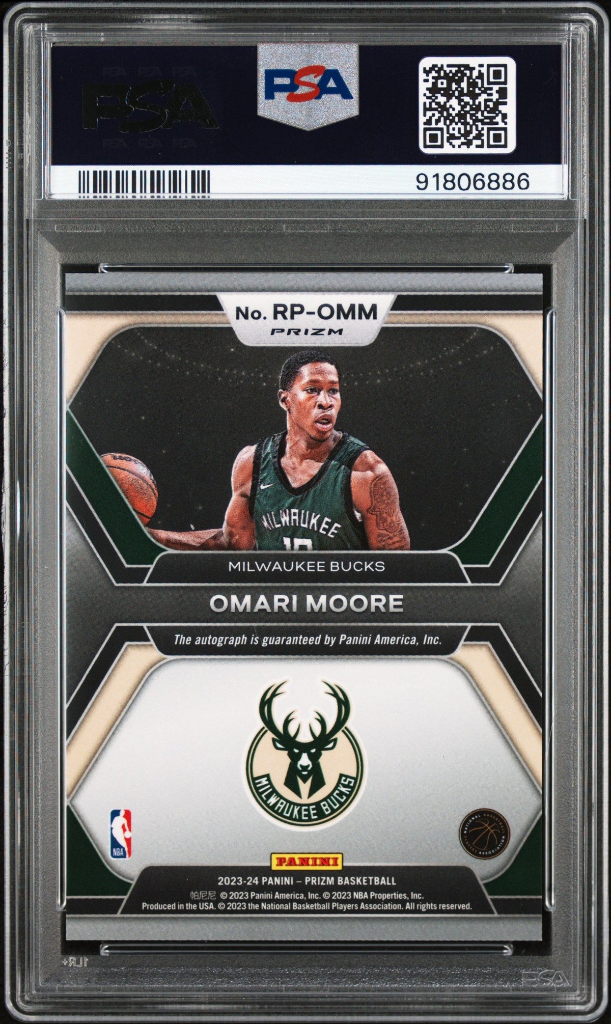 2023 Panini Prizm Rookie Penmanship Omari Moore Rookie Penmanship-Silver PSA 10