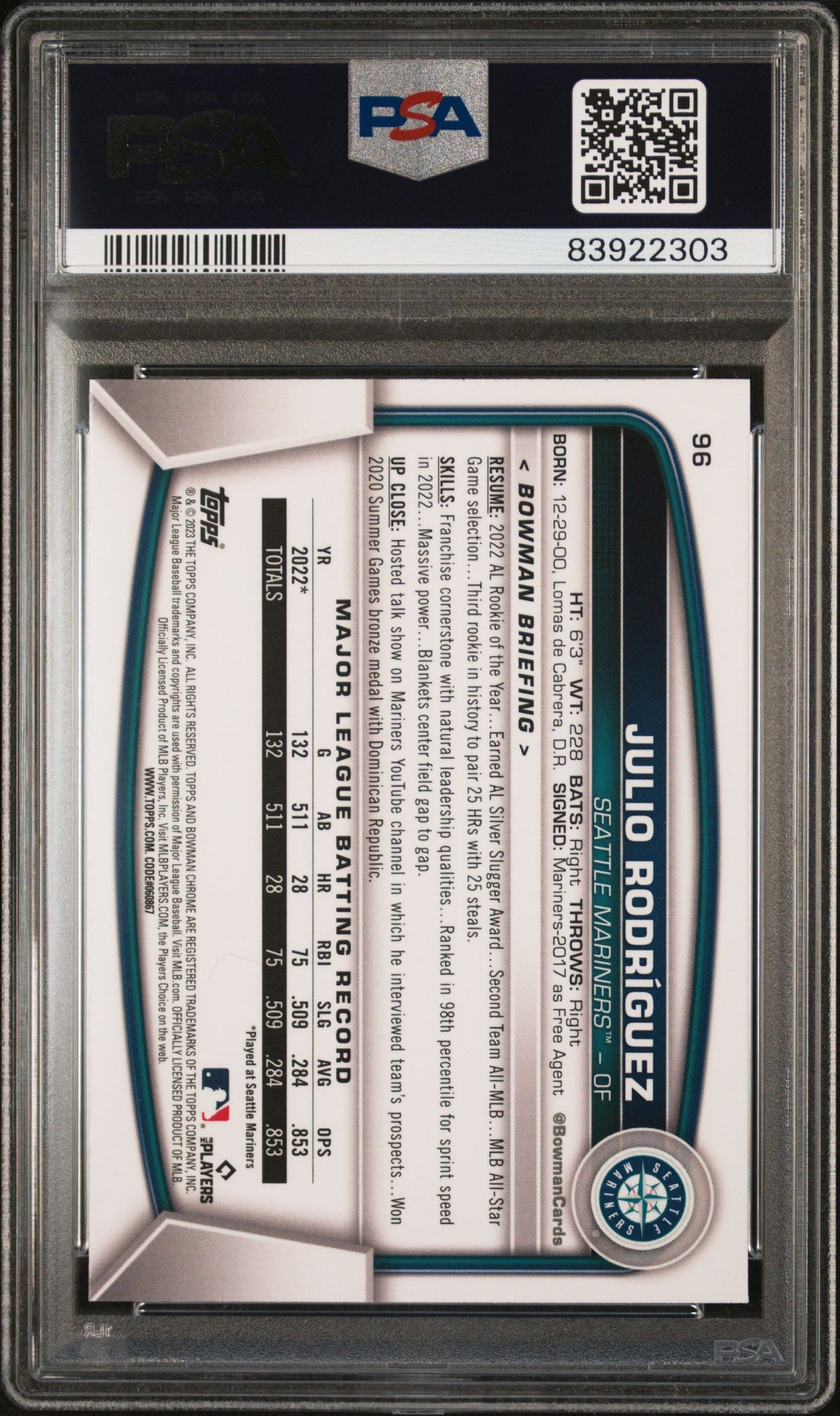 2023 Bowman Mega Box Chrome Julio Rodriguez Chrome PSA 10