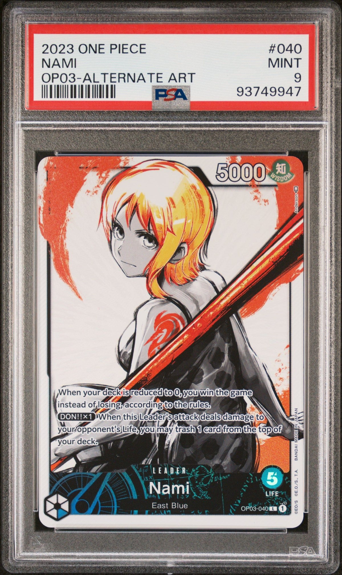 2023 One Piece Pillars Of Strength Nami Op03-Alternate Art PSA 9