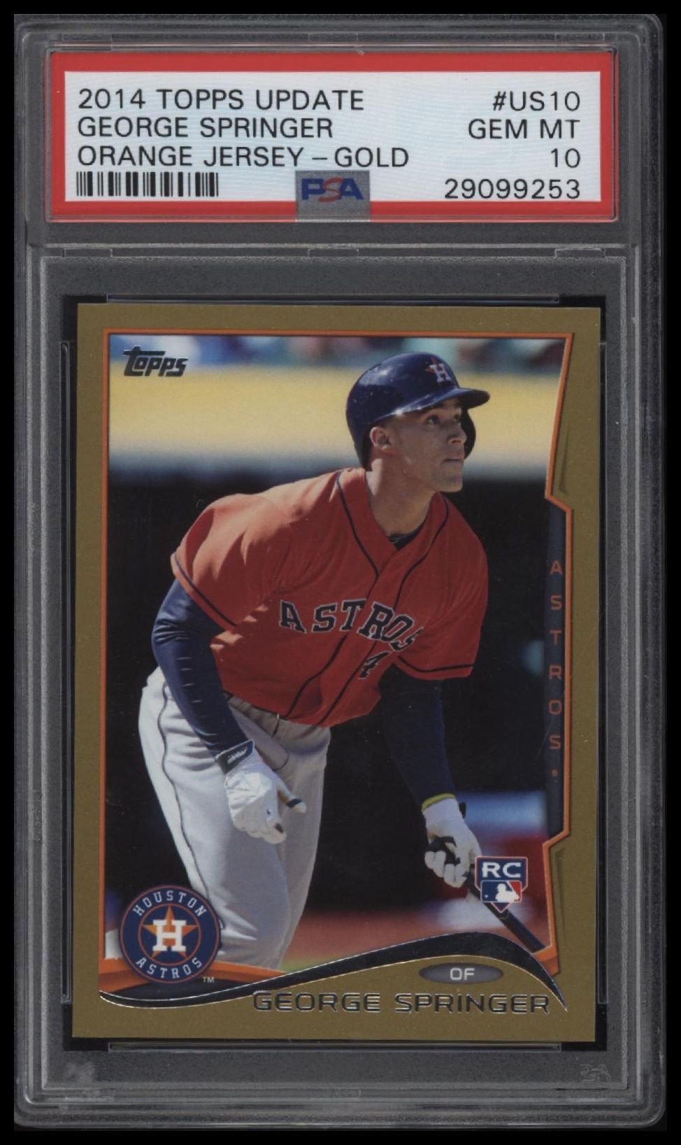 2014 Topps Update #US10 George Springer Orange Jersey-Gold PSA 10