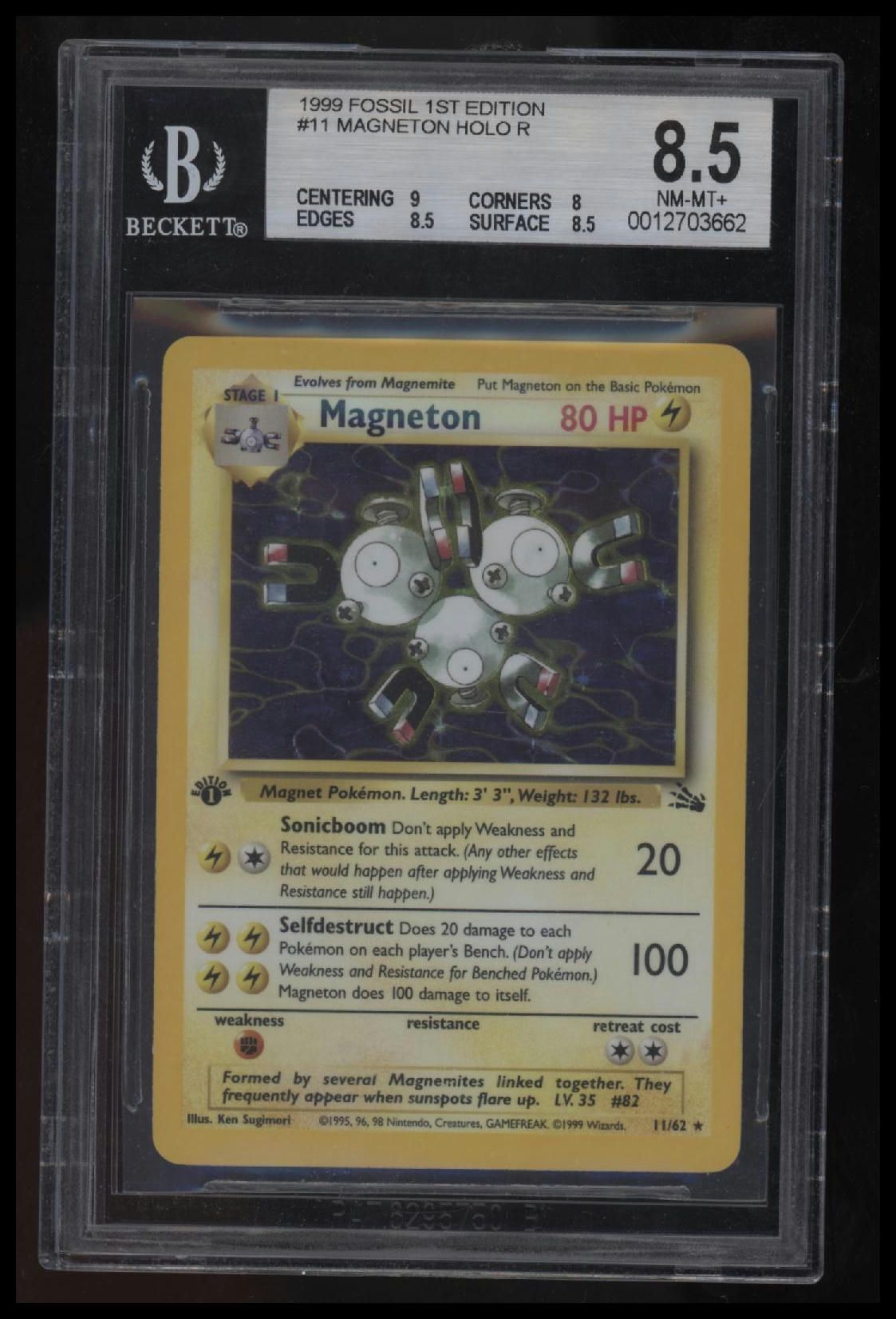 1999 Pokemon Fossil 1st Edition Magneton HOLO R BGS 8.5