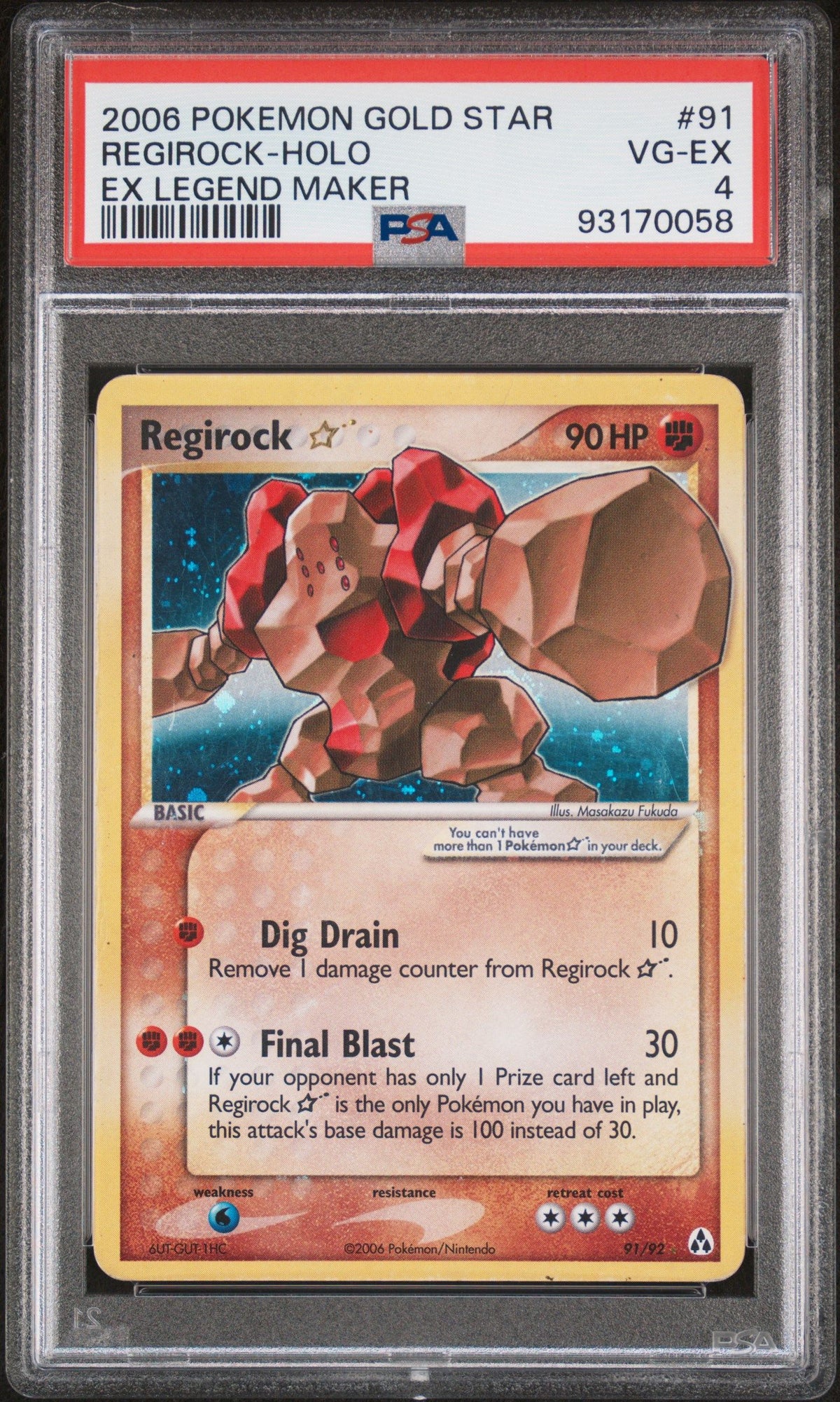 2006 Pokemon Ex Legend Maker Regirock-Holo Ex Legend Maker PSA 4