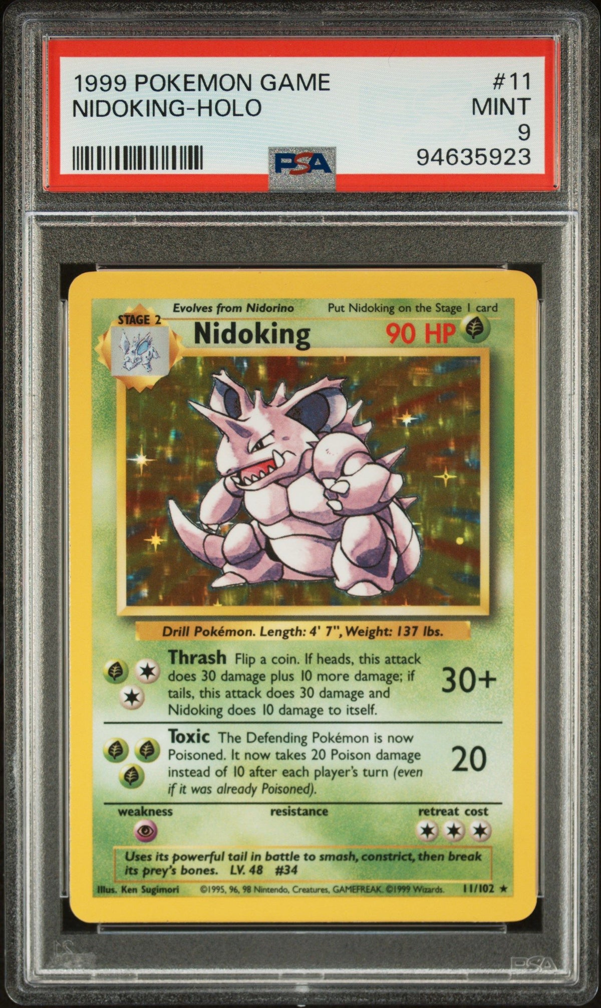 1999 Pokemon Game Nidoking-Holo PSA 9