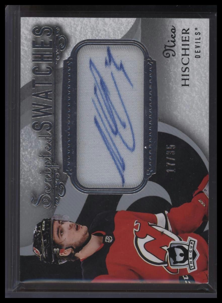 2018-19 Upper Deck The Cup Nico Hischier Scripted Swatches Autographs #/35