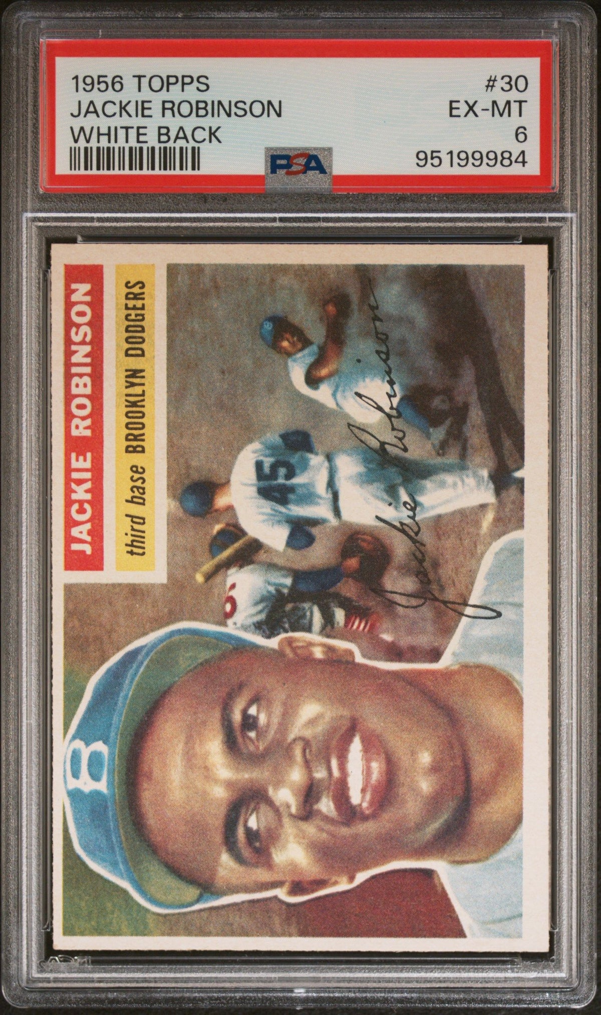 1956 Topps #30 Jackie Robinson White Back PSA 6