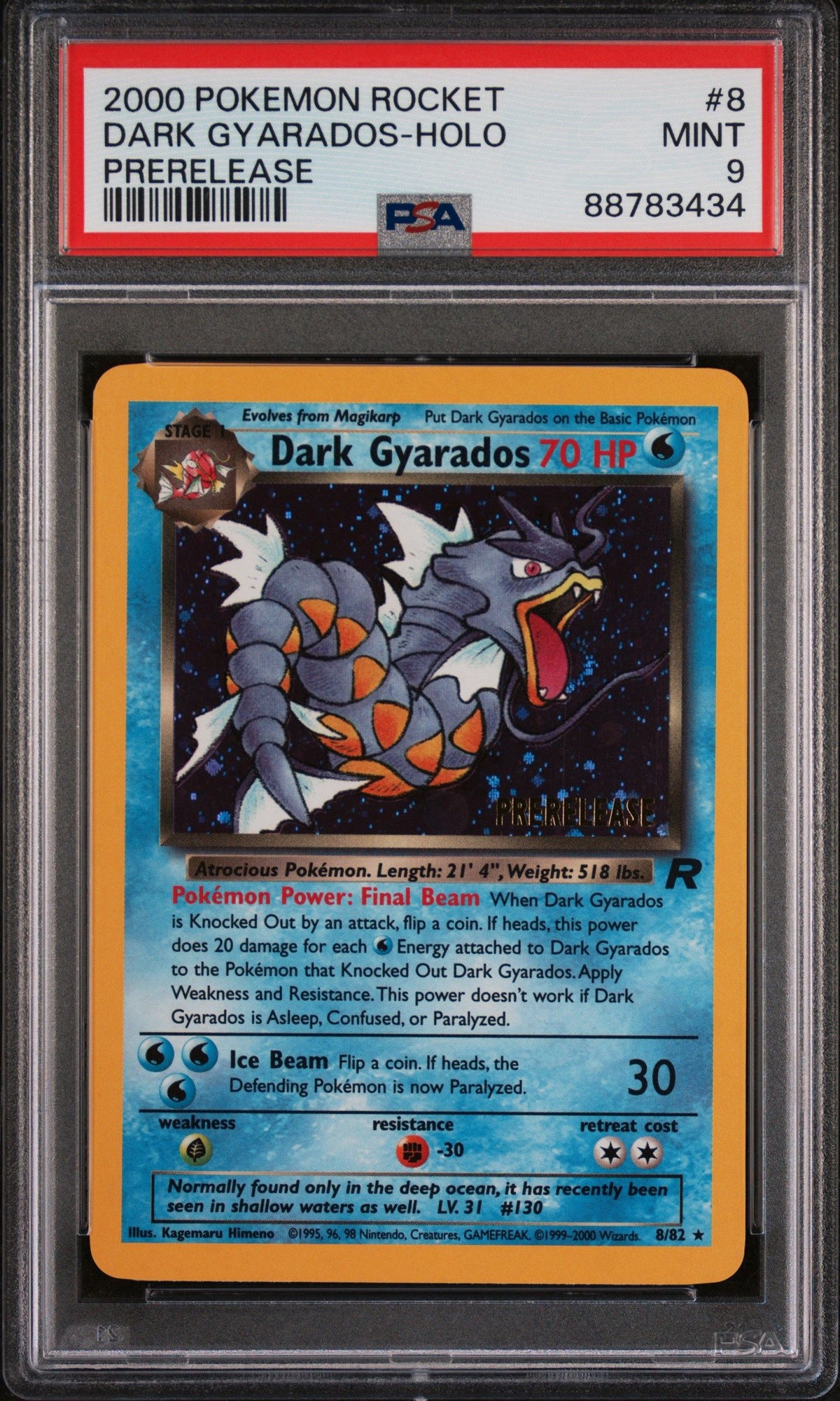 2000 Pokemon Rocket Dark Gyarados-Holo Prerelease PSA 9 88783434