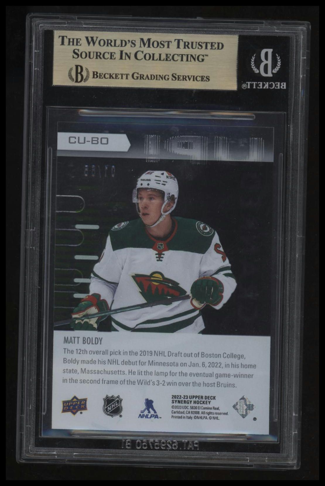 2022-23 Synergy Cranked Up Green Matt Boldy BGS 9.5