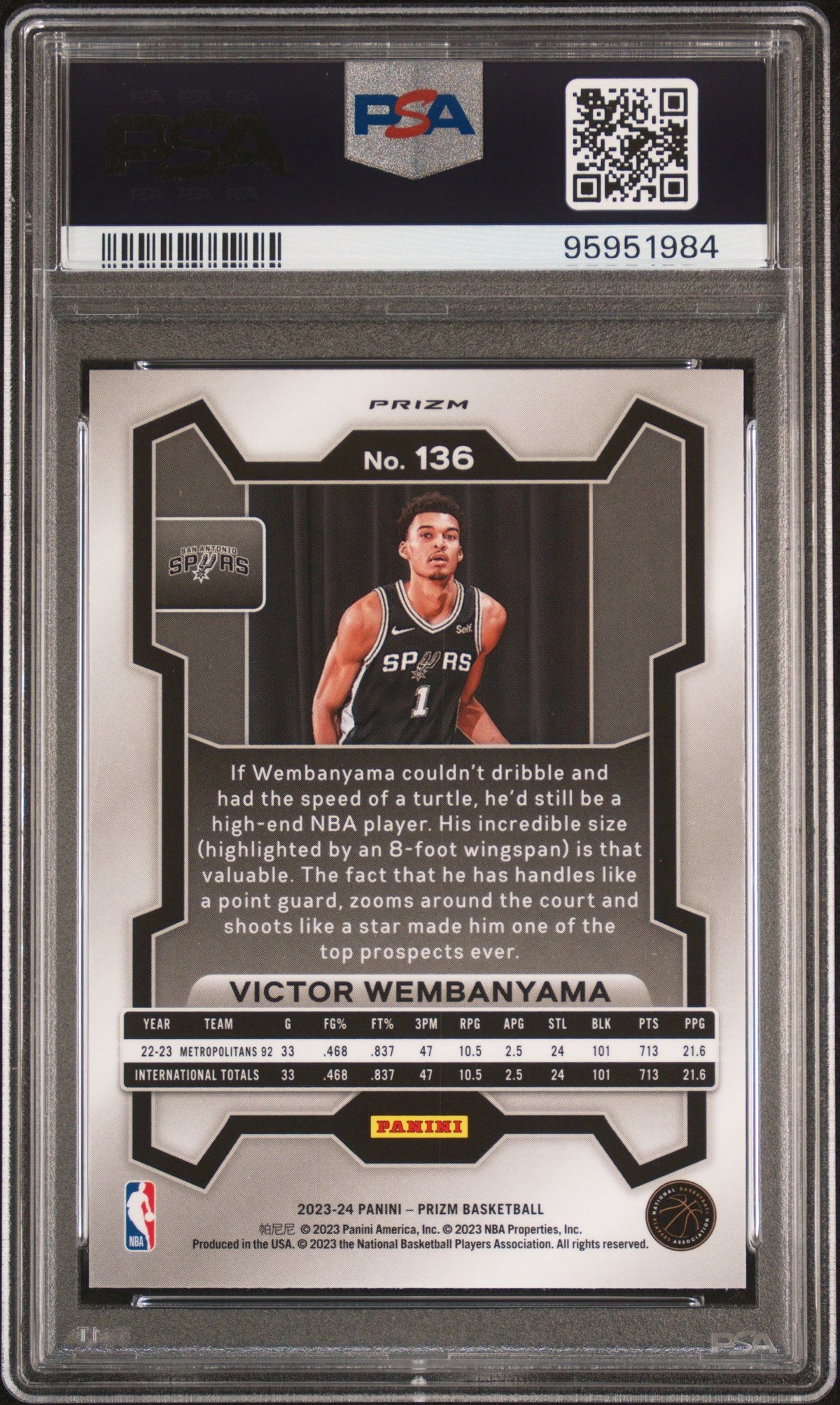 2023 Panini Prizm Victor Wembanyama Pink Ice PSA 9 95951984