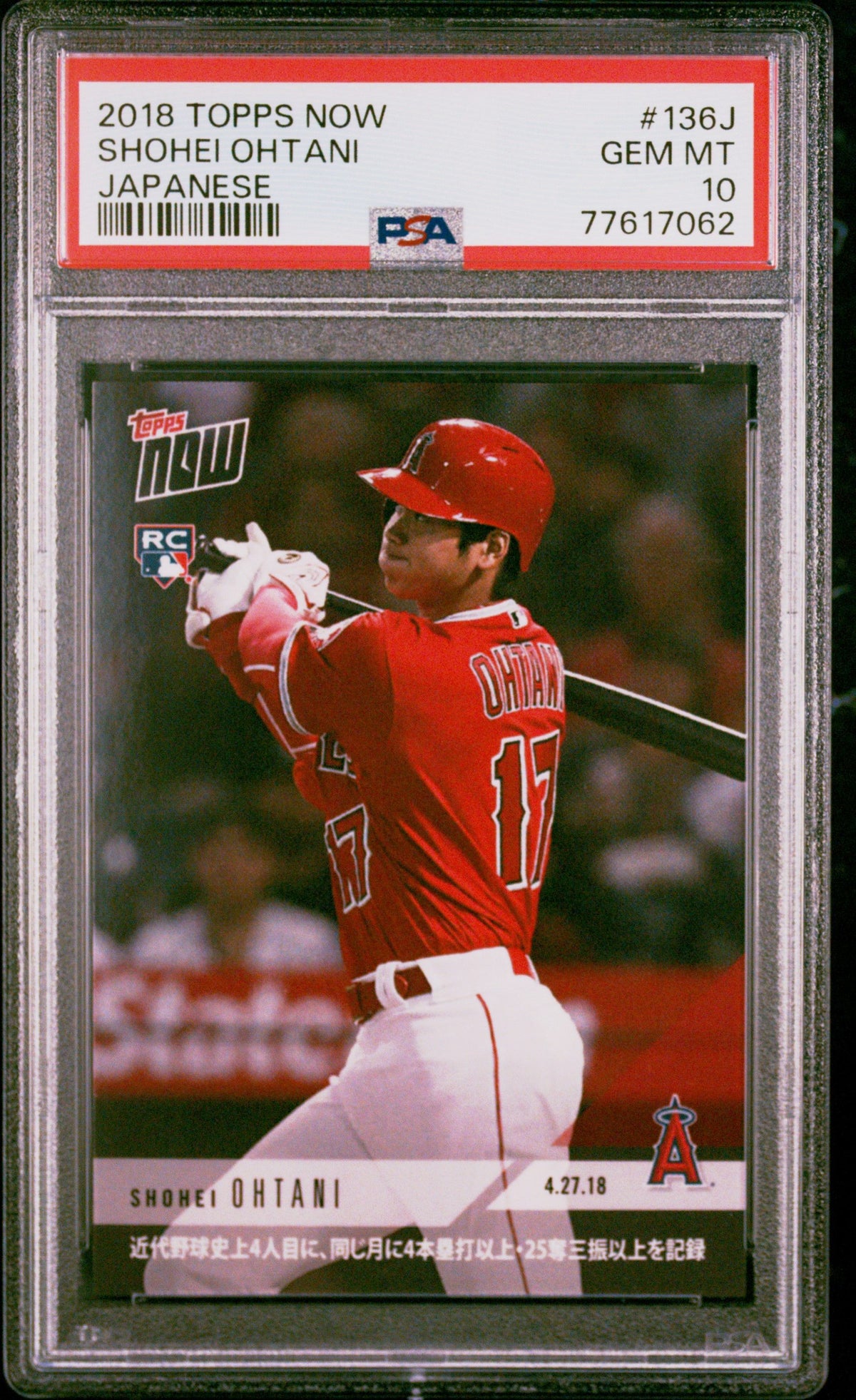 2018 Topps Now #136J Shohei Ohtani Japanese PSA 10