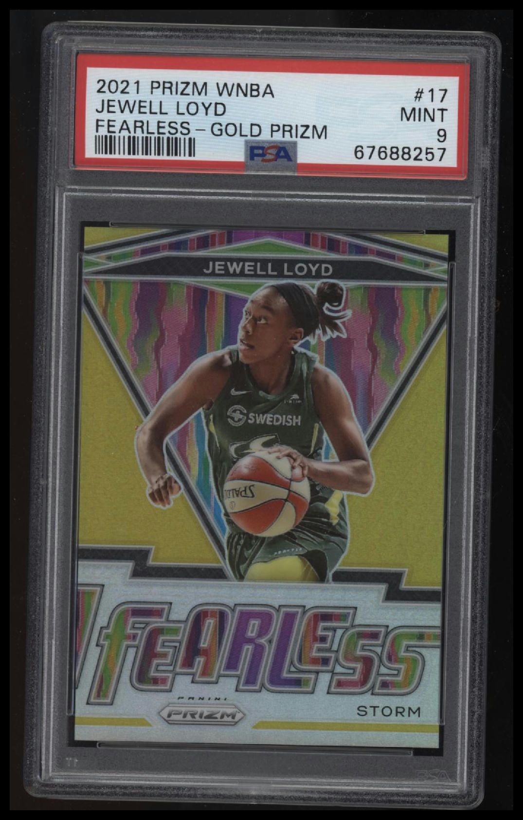 2021 Panini Prizm Wnba Fearless #17 Jewell Loyd Fearless-Gold Prizm PSA 9