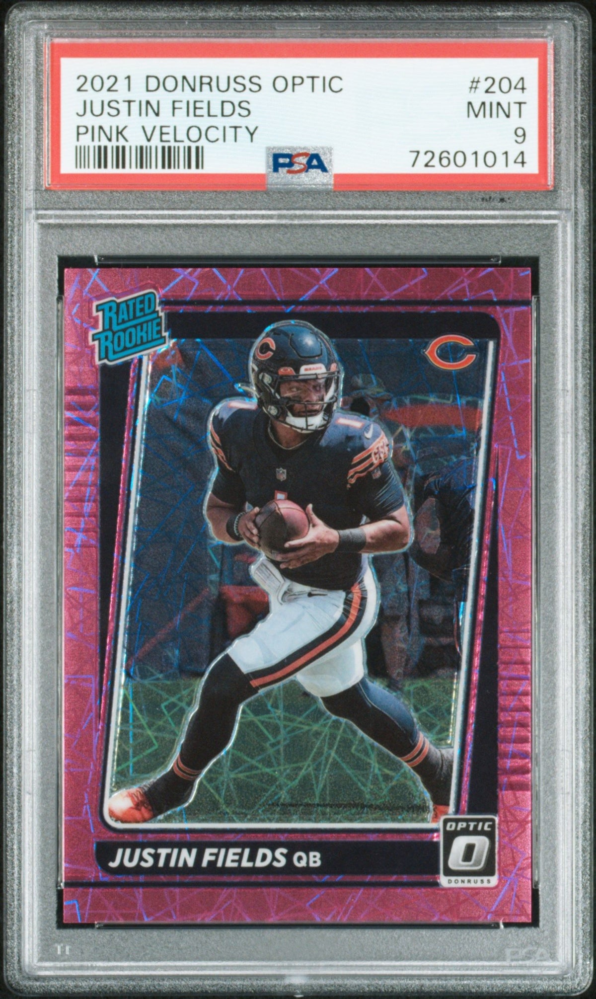 2021 Panini Donruss Optic Justin Fields Pink Velocity PSA 9