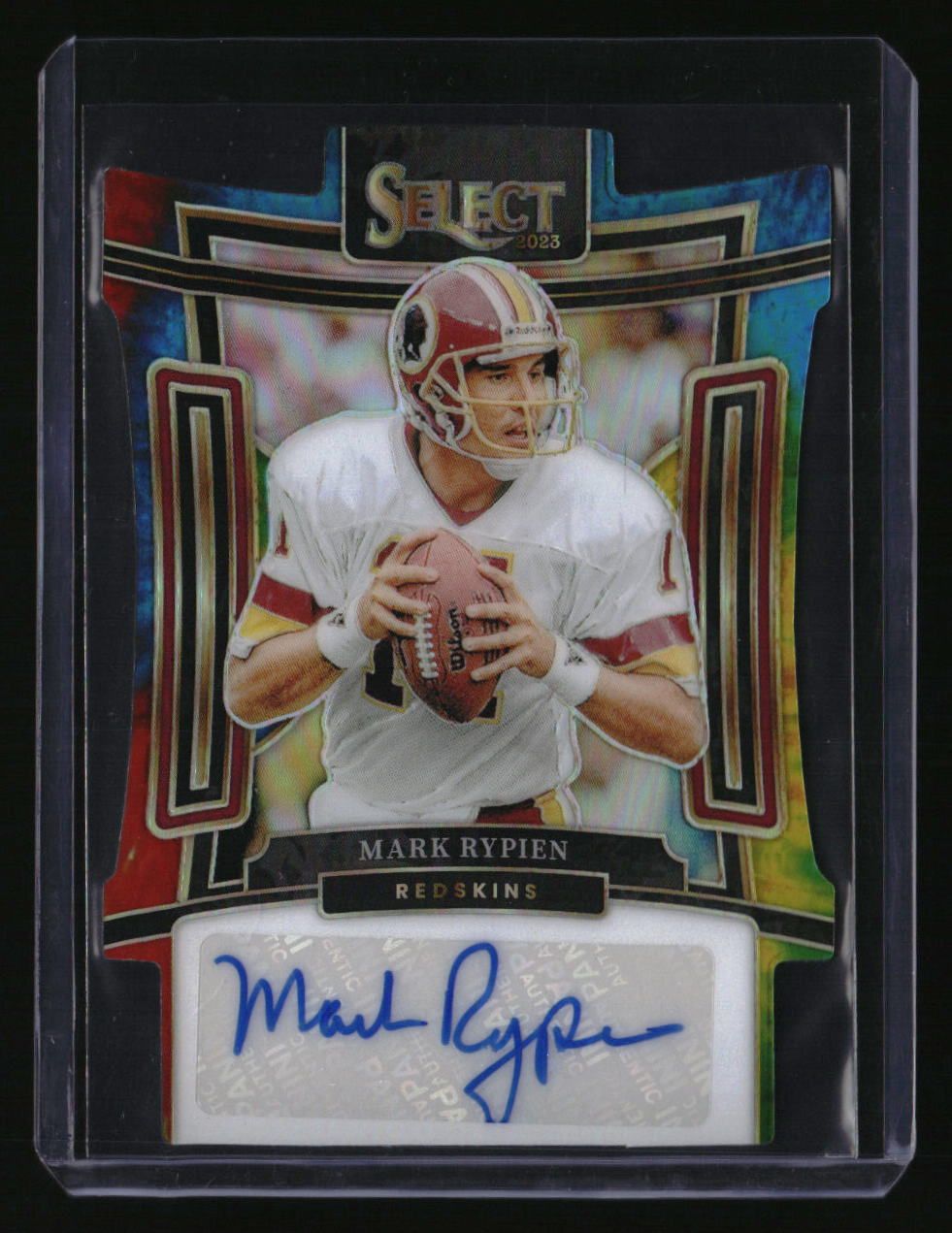 2023 Panini Select Mark Rypien Signatures Tie-Dye Prizm Die Cuts #/25