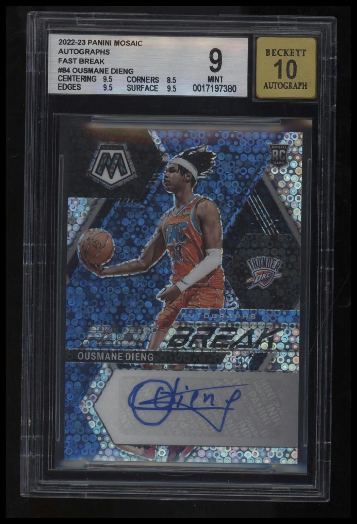 2022-23 Panini Mosaic Autographs Fast Break Ousmane Dieng BGS 9.0