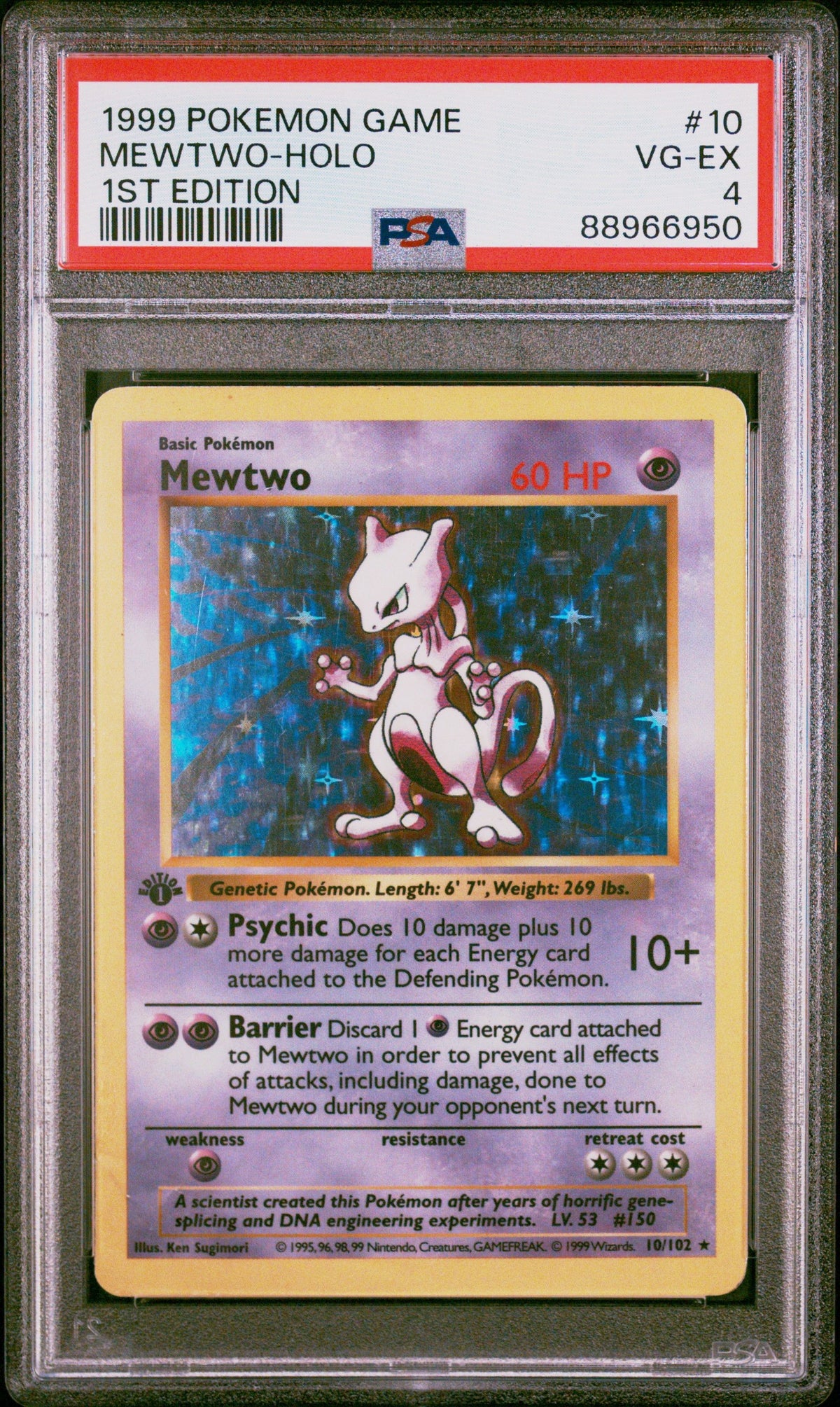 1999 Pokemon Game Mewtwo-Holo 1st Edition PSA 4