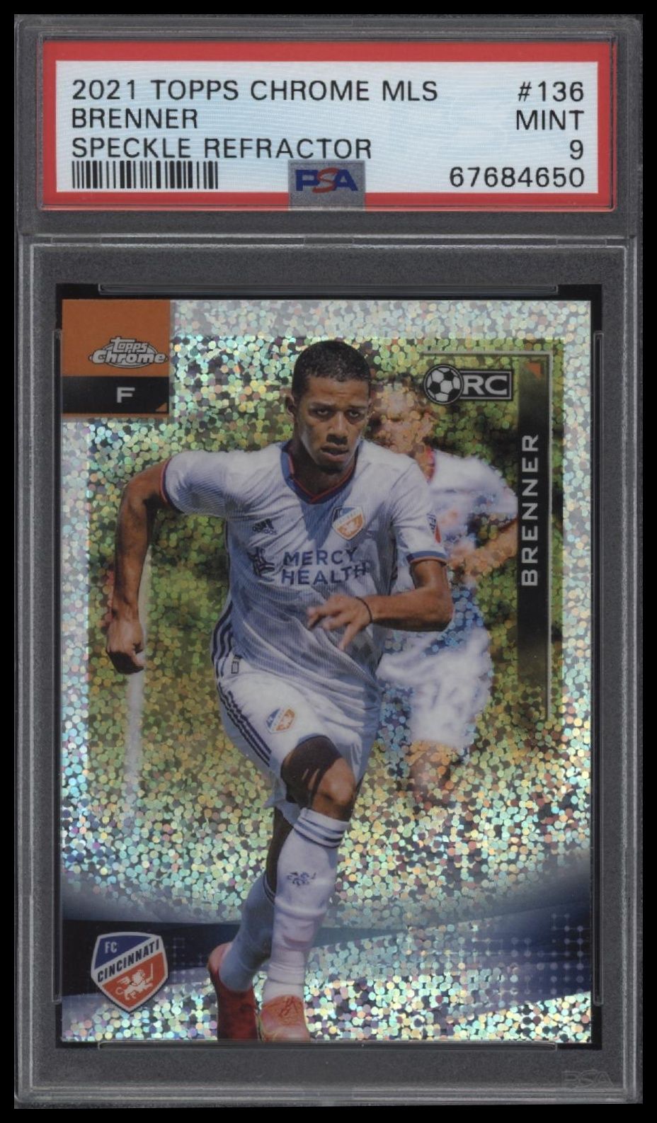 2021 Topps Chrome Mls #136 Brenner Speckle Refractor PSA 9