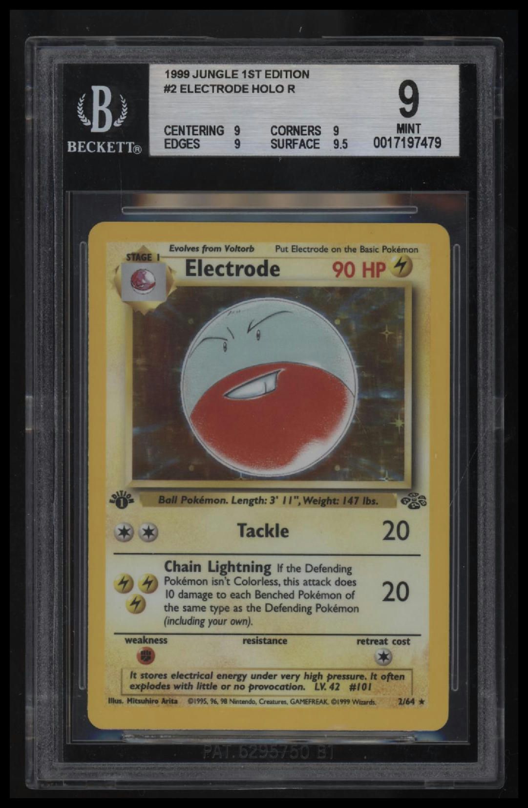 1999 Pokemon Jungle 1st Edition Electrode HOLO R BGS 9.0