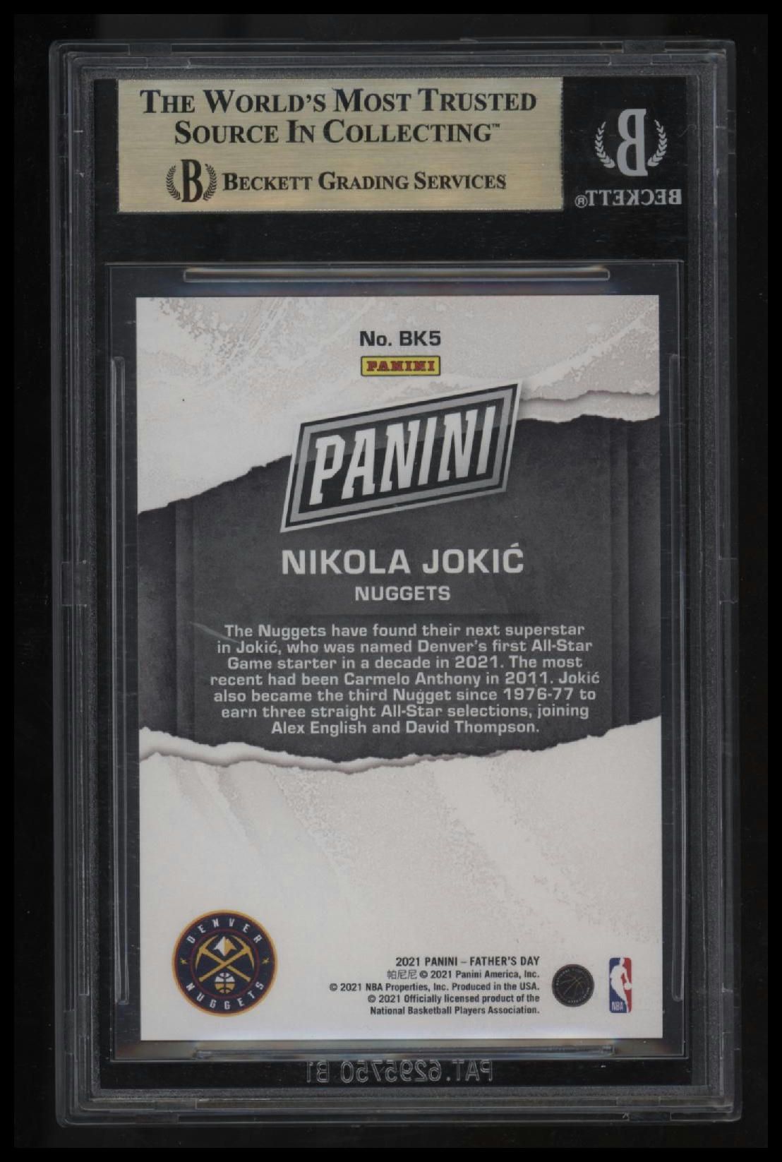 2021 Panini Father&#39;s Day Cracked Ice Nikola Jokic BGS 10.0