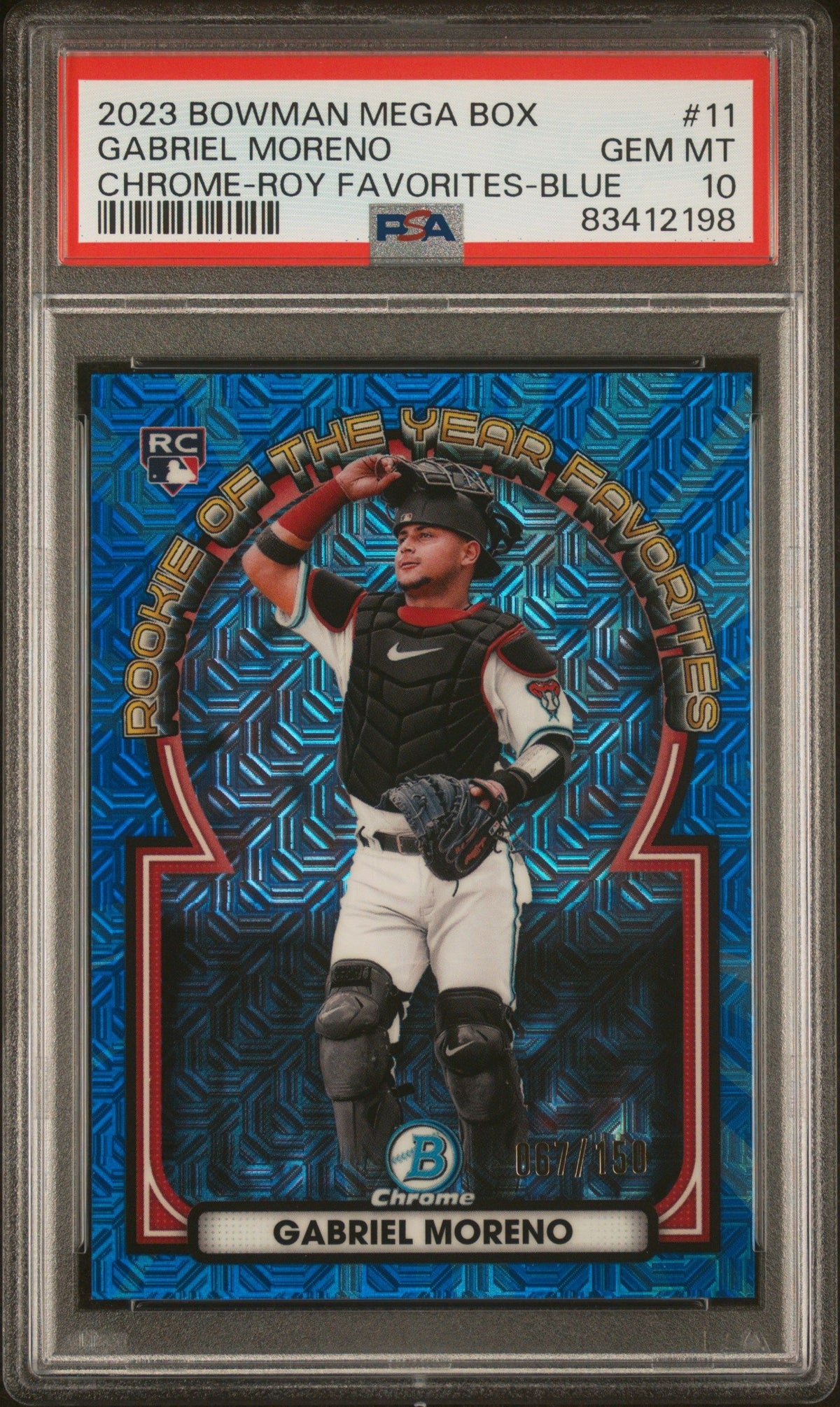 2023 Bowman Mega Box Gabriel Moreno Chrome-Roy Favorites-Blue PSA 10