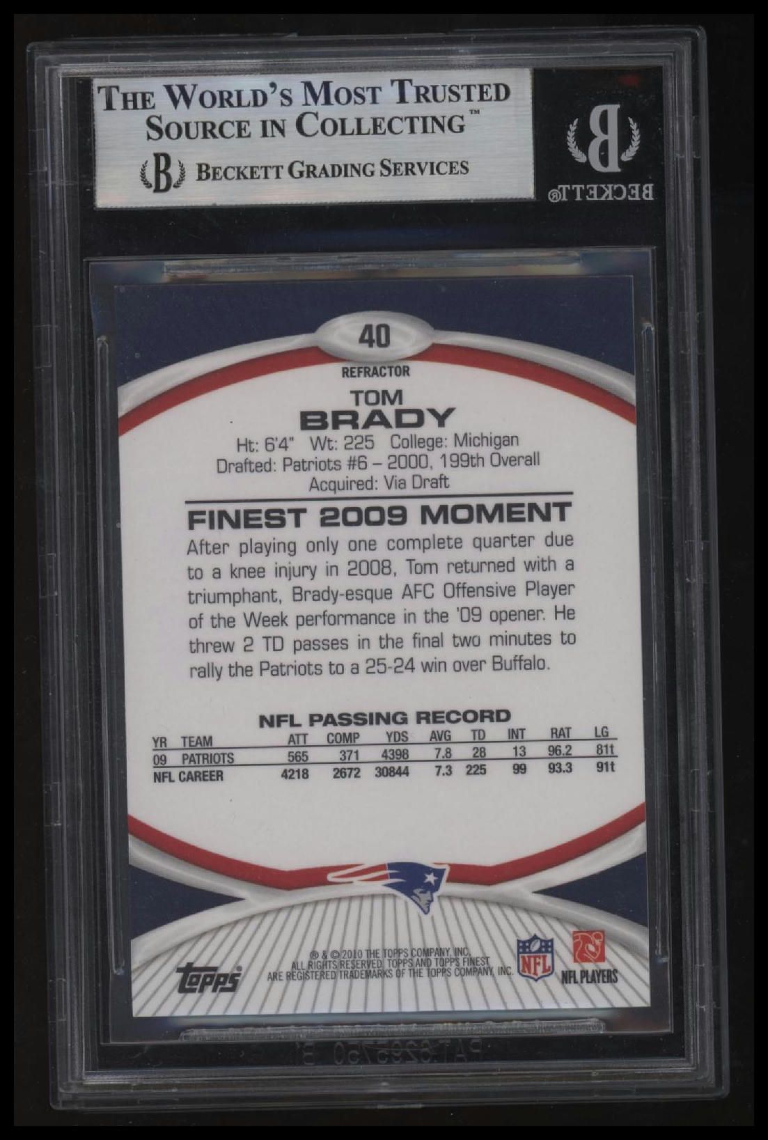 2010 Finest Xfractors Tom Brady BGS 9.0