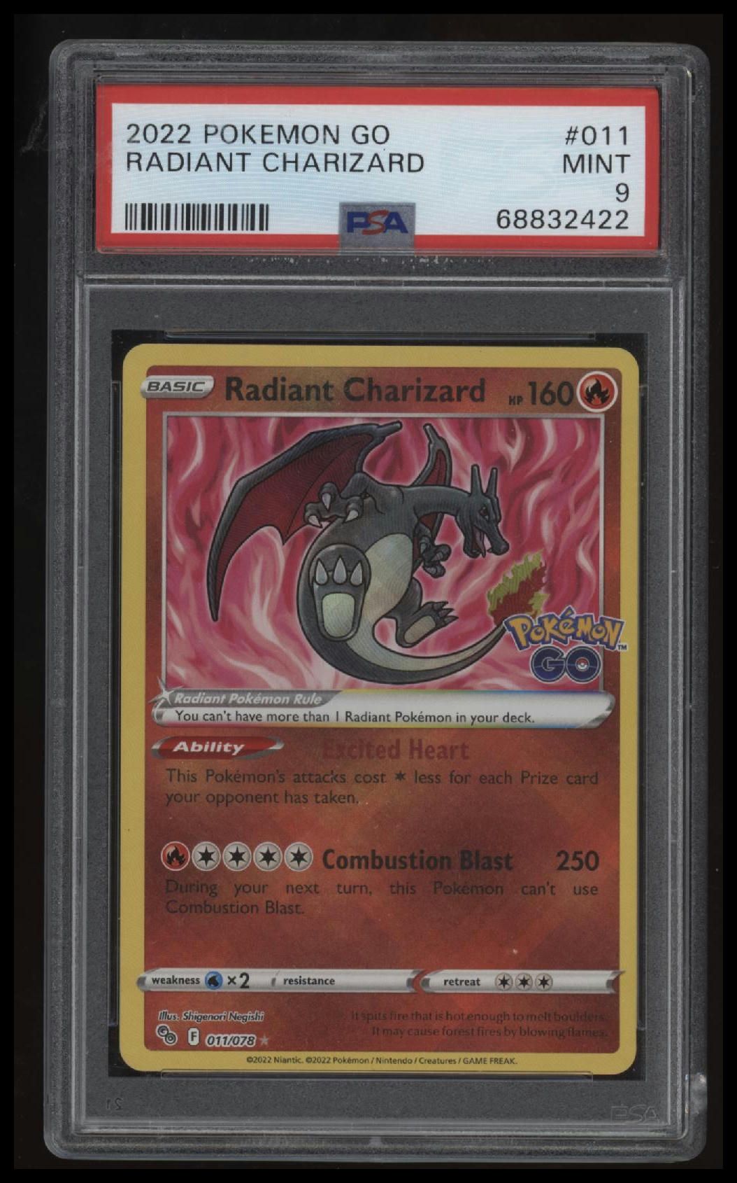 2022 Pokemon Go Radiant Charizard PSA 9