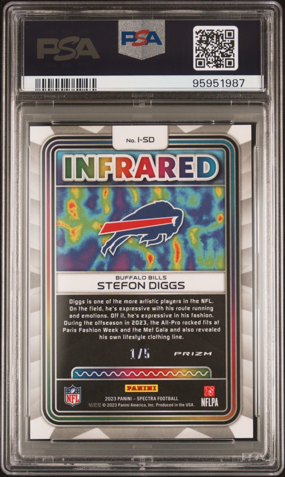 2023 Panini Spectra Infrared Stefon Diggs Infrared-Psychedelic PSA 9