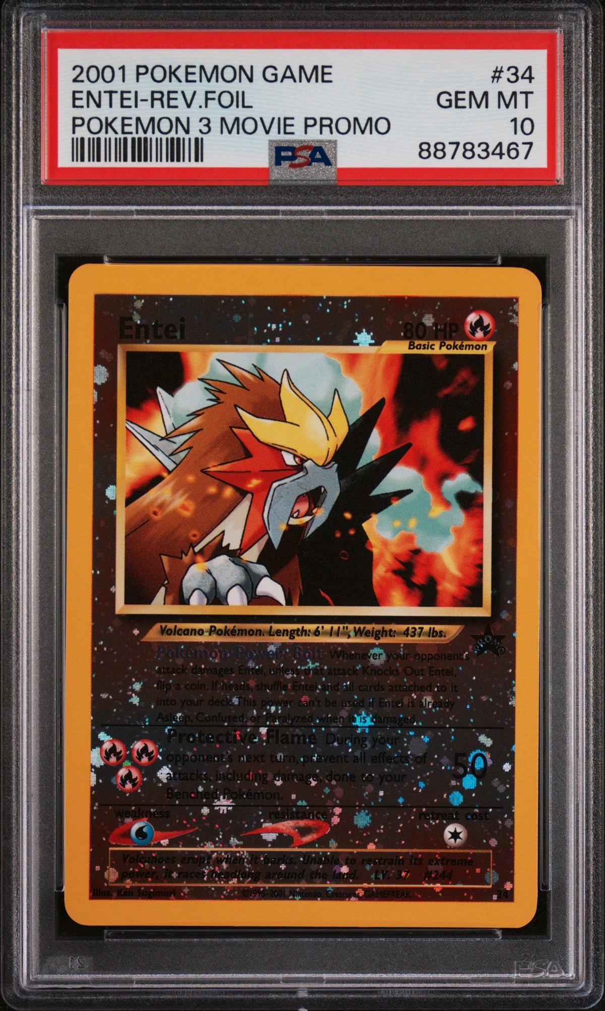 2001 Pokemon Game Movie Entei-Rev.Foil PSA 10 88783467