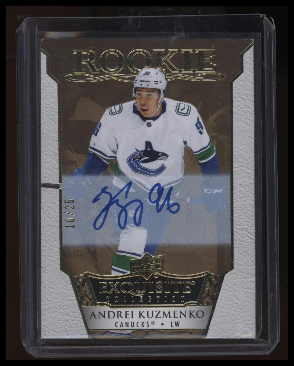 2022-23 UD Exquisite Collection Andrei Kuzmenko Rookie Signatures Gold /25