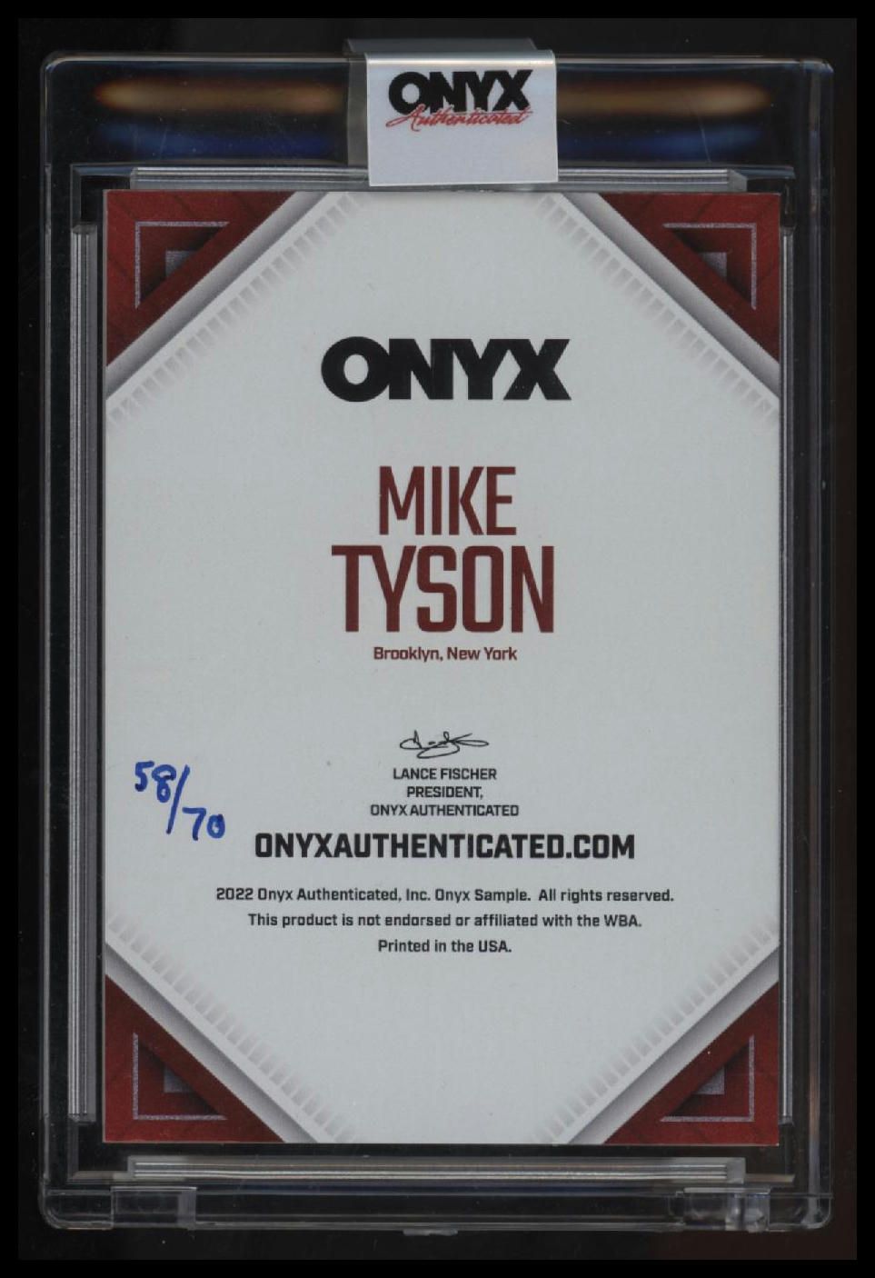 2022 Onyx Mike Tyson Autograph #58/70