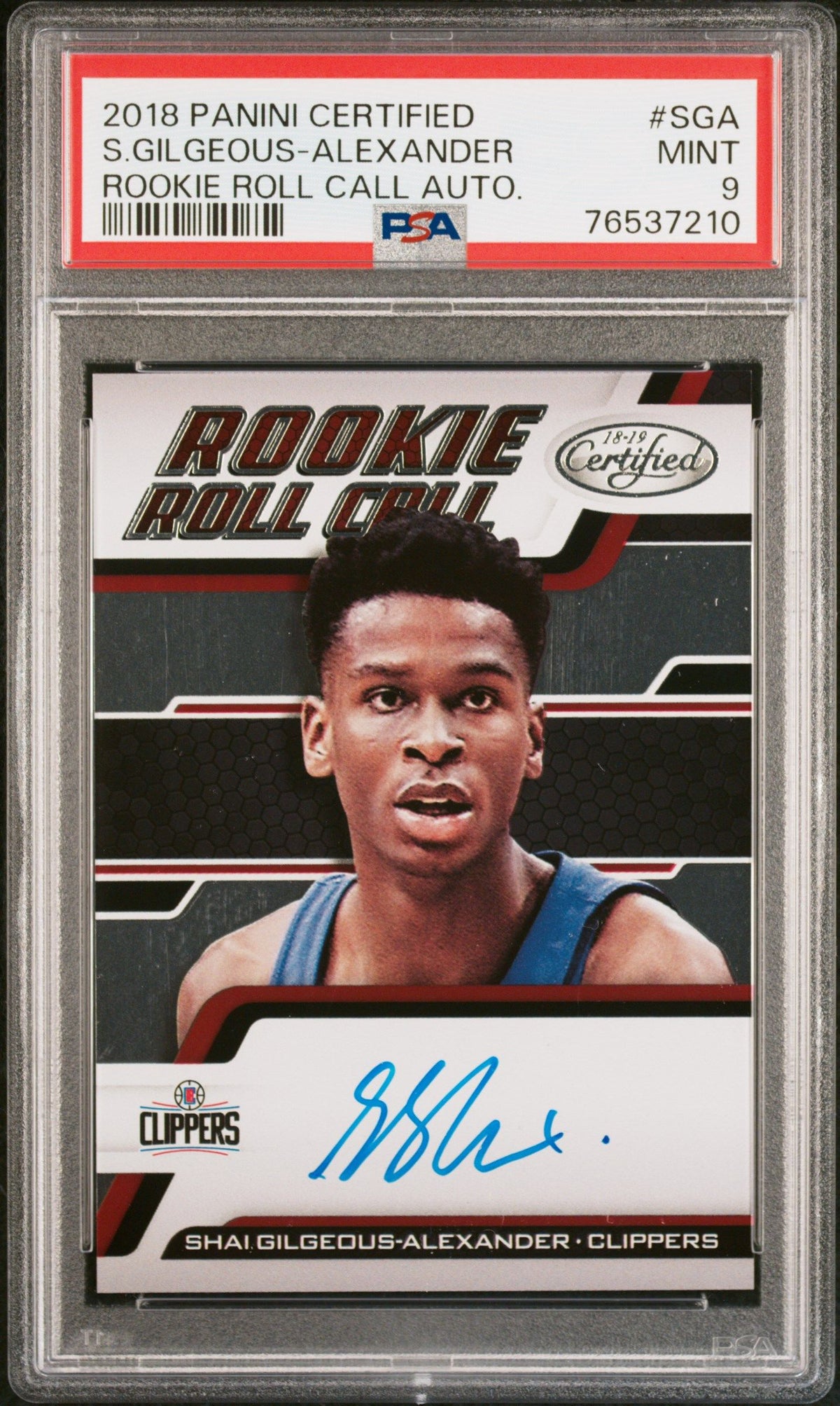 2018 Panini Certified Shai Gilgeous-Alexander Rookie Roll Call Auto. PSA 9