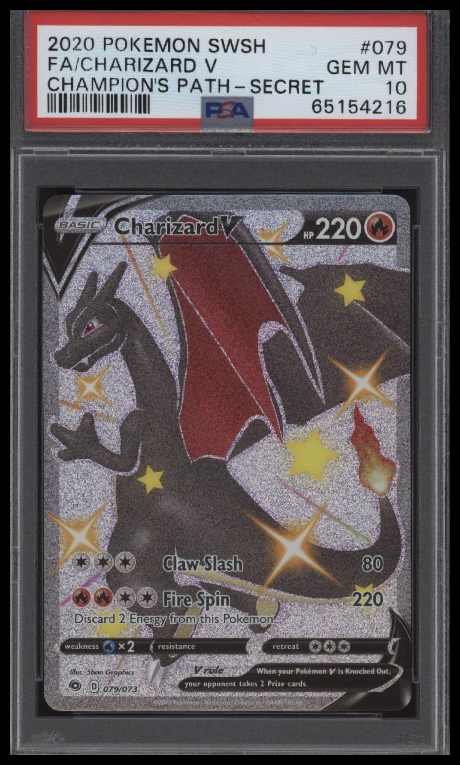 2020 Pokemon Sword &amp; Shield Champion&#39;S Path Fa/Charizard V Secret PSA 10