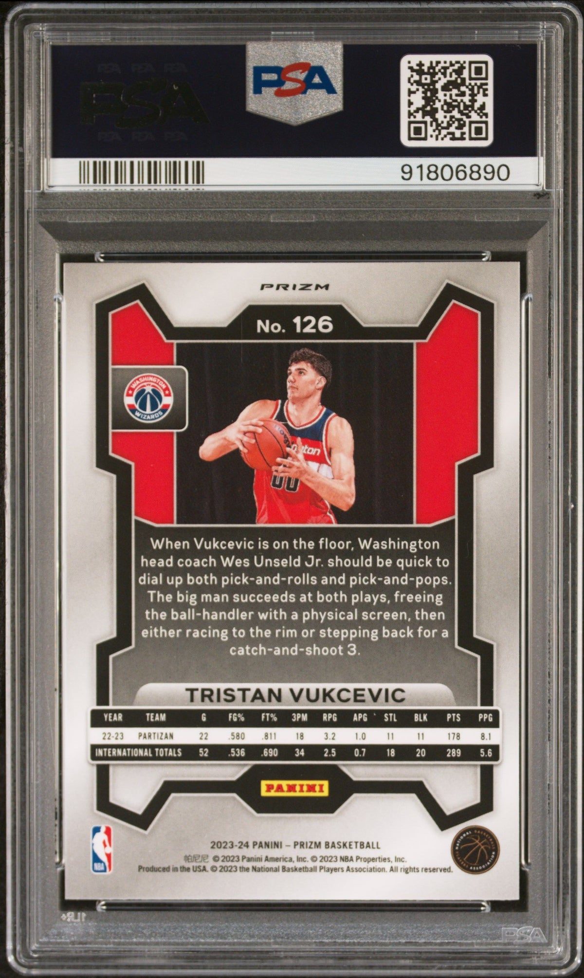 2023 Panini Prizm Tristan Vukcevic Ruby Wave PSA 10