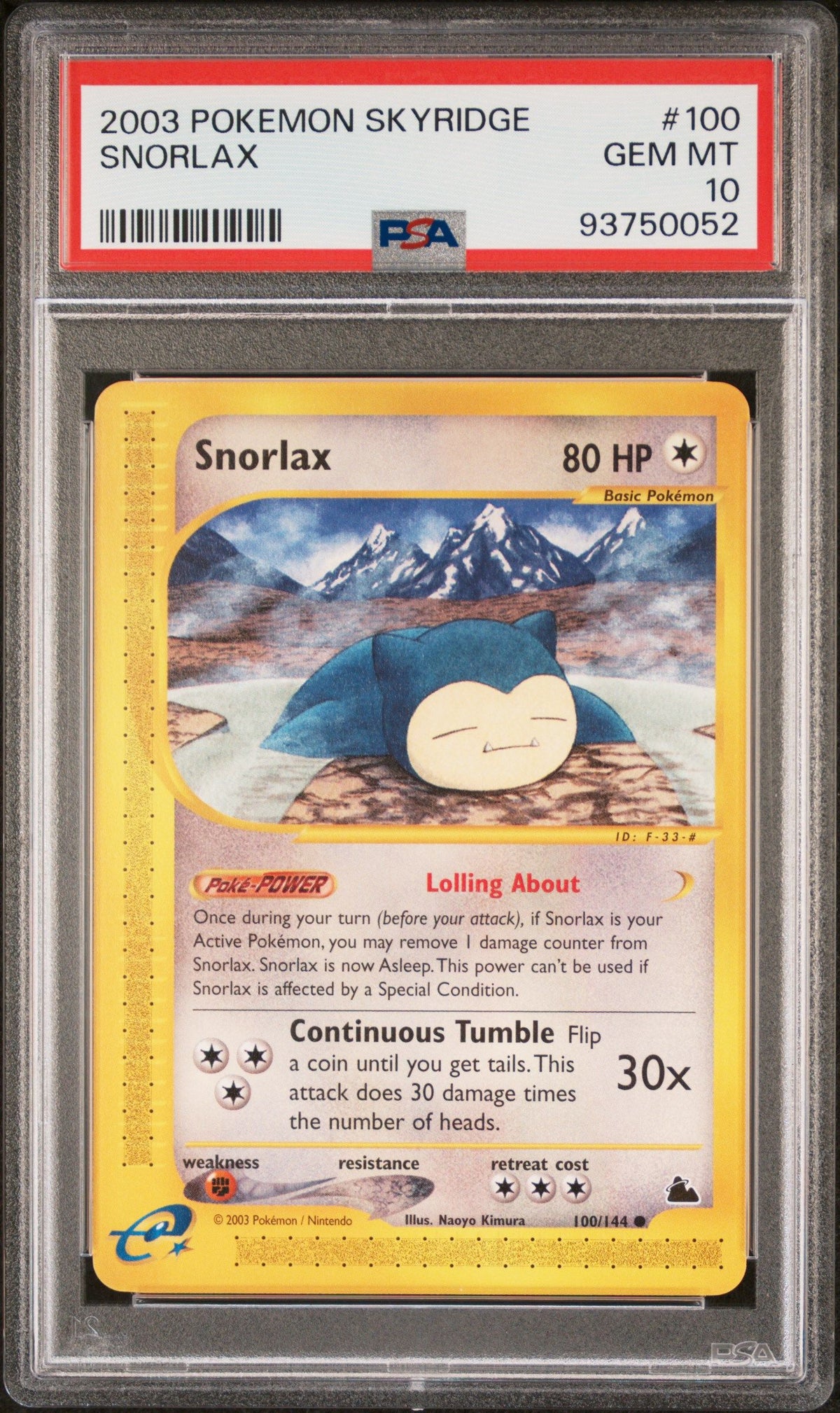 2003 Pokemon Skyridge Snorlax PSA 10