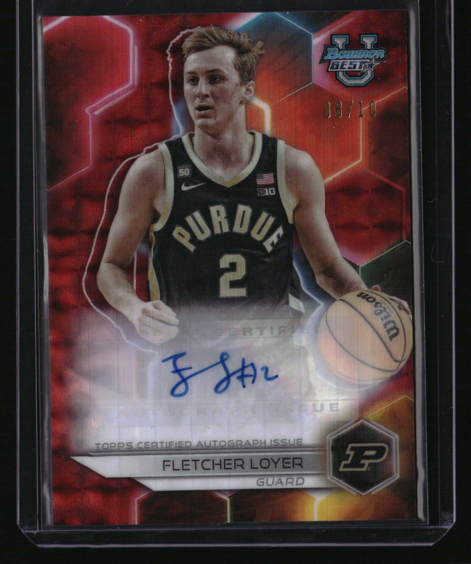 2023-24 Bowman University Best Fletcher Loyer Auto Geometric Red Refractor #/10