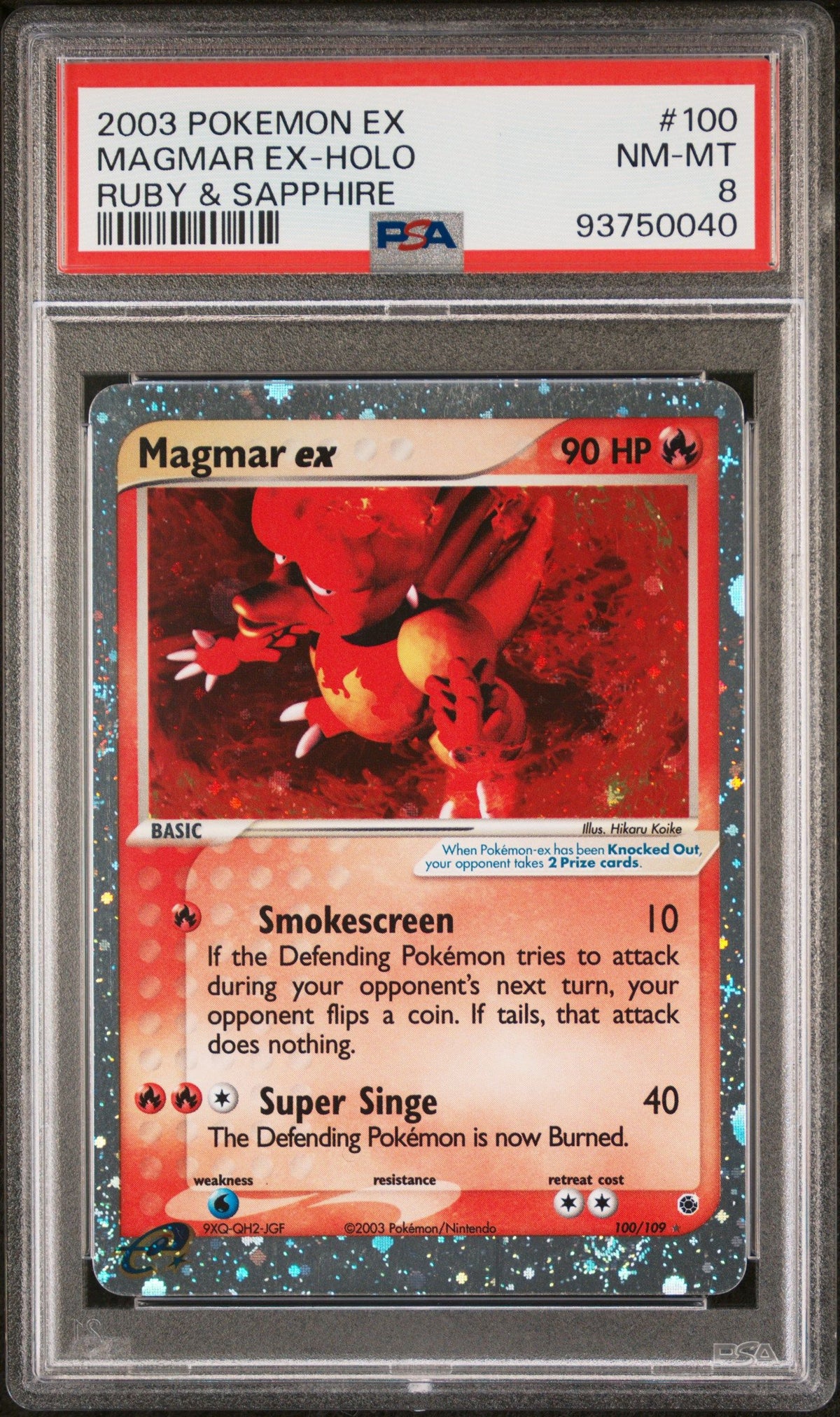 2003 Pokemon Ex Ruby &amp; Sapphire Magmar Ex-Holo Ruby &amp; Sapphire PSA 8