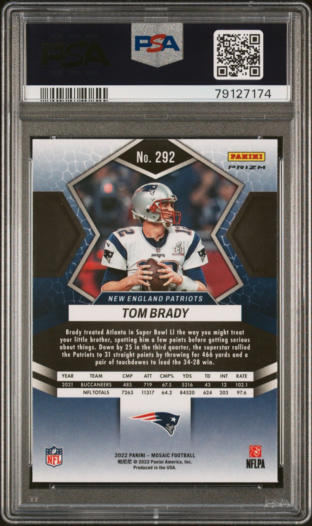 2022 Panini Mosaic Tom Brady Red Mosaic PSA 10