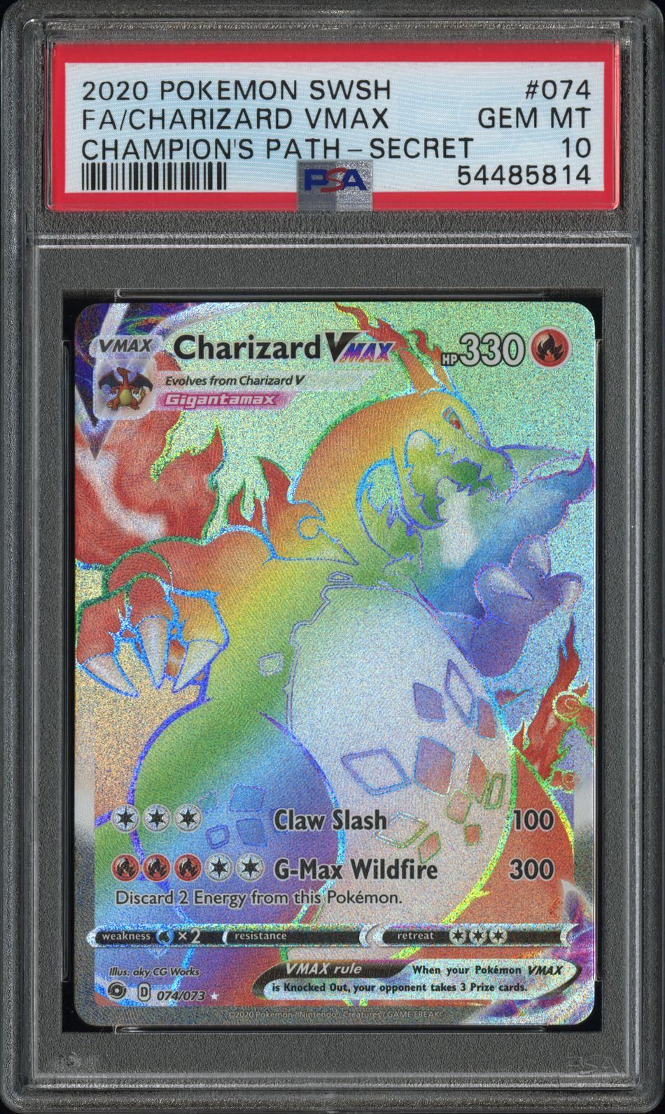 2020 Pokemon Sword &amp; Shield Champion&#39;S Path Fa/Charizard Vmax Secret PSA 10