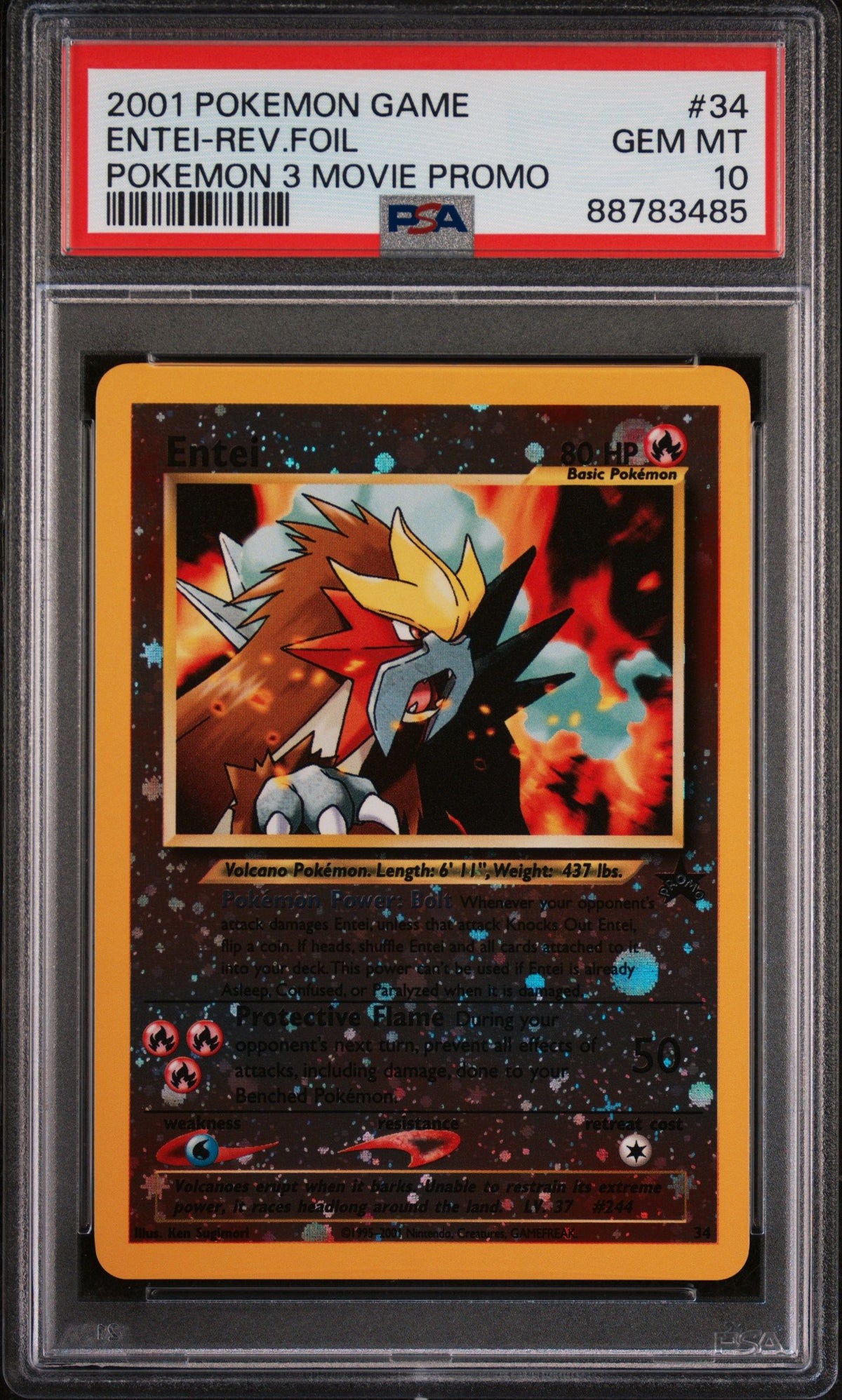 2001 Pokemon Game Movie Entei-Rev.Foil PSA 10 88783485