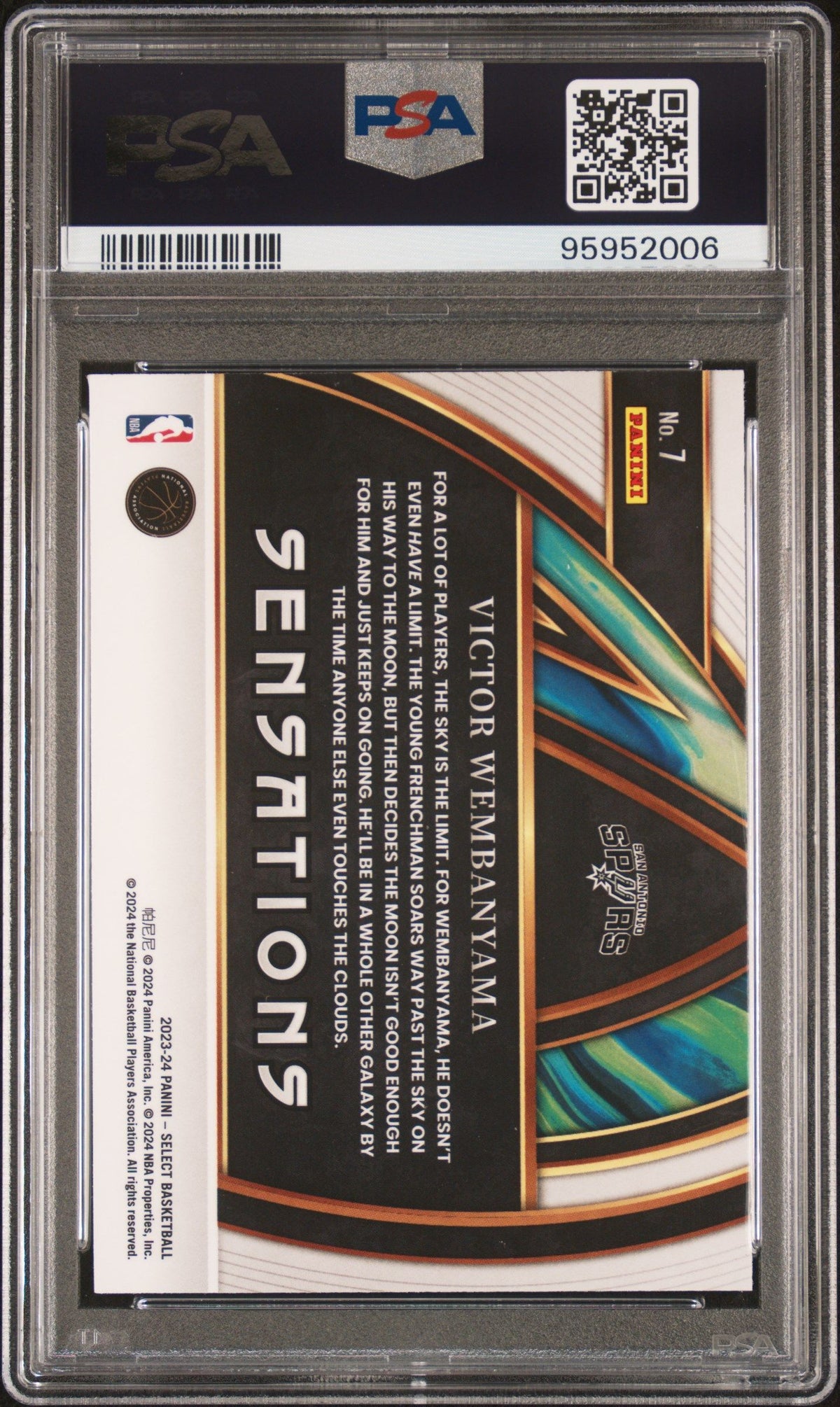 2023 Panini Select Sensations Victor Wembanyama PSA 9