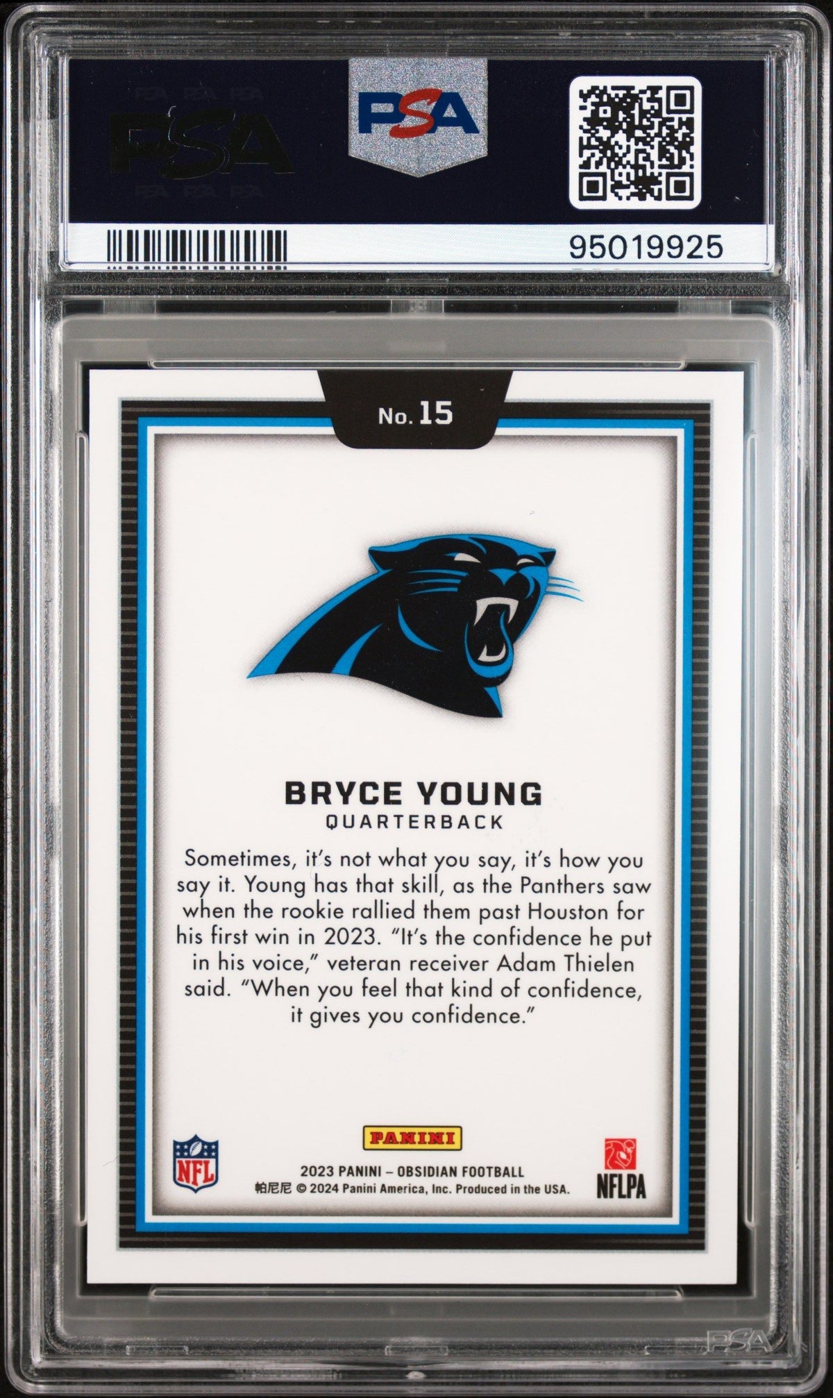 2023 Panini Obsidian Black Color Blast Bryce Young PSA 10