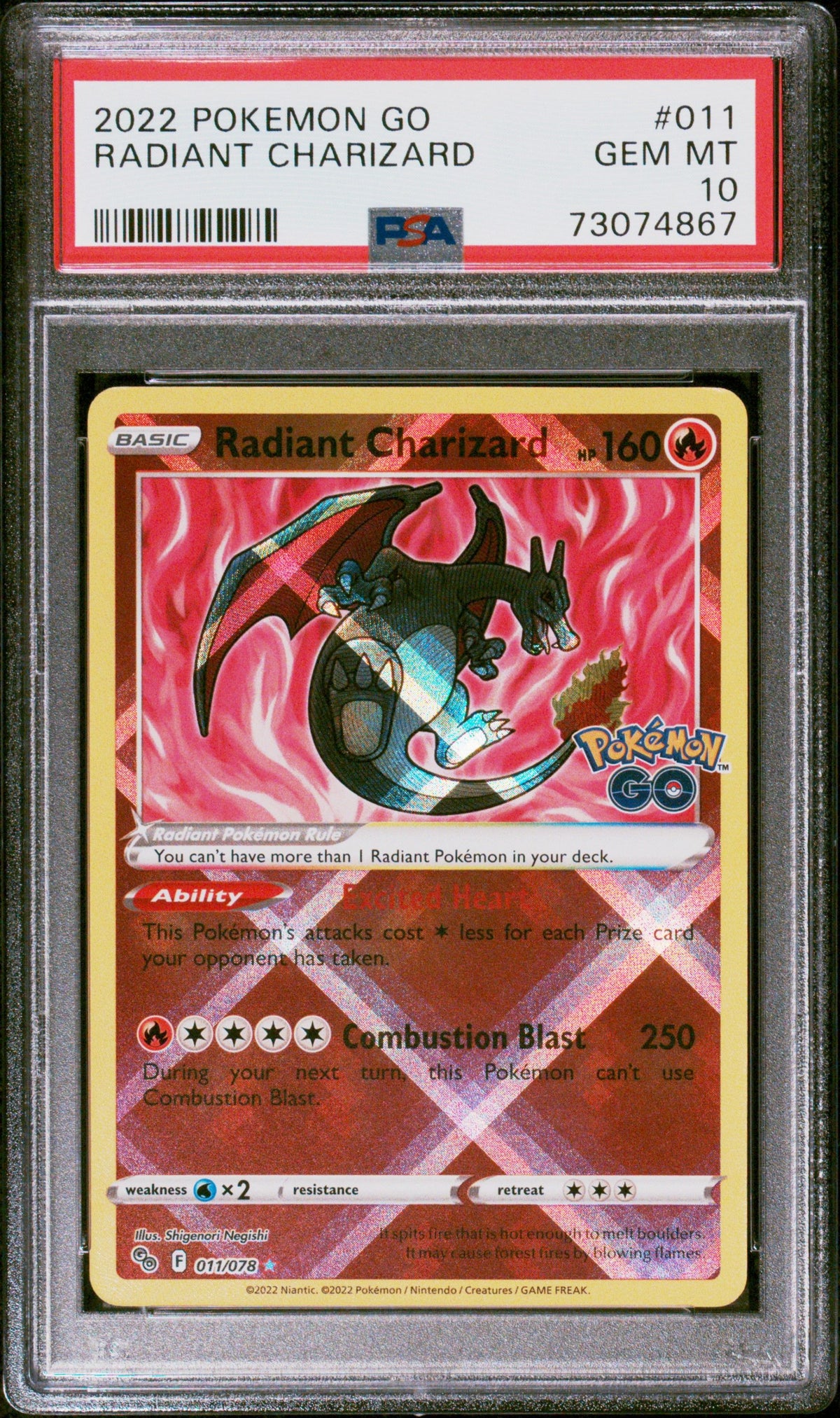 2022 Pokemon Go Radiant Charizard PSA 10